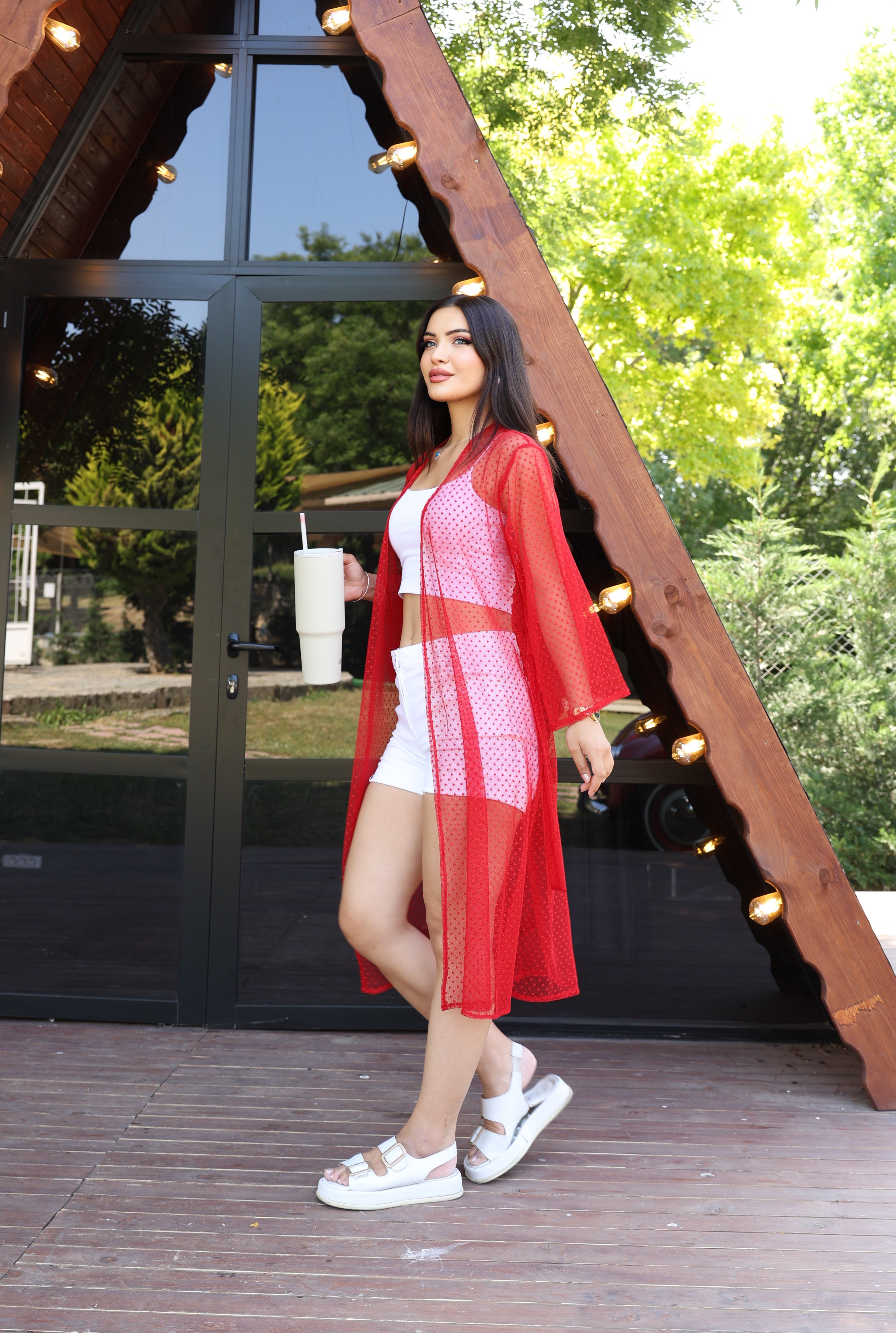 Puantiye Desenli Şeffaf Yazlık Kimono – Hafif, Şık ve Trend Tasarım