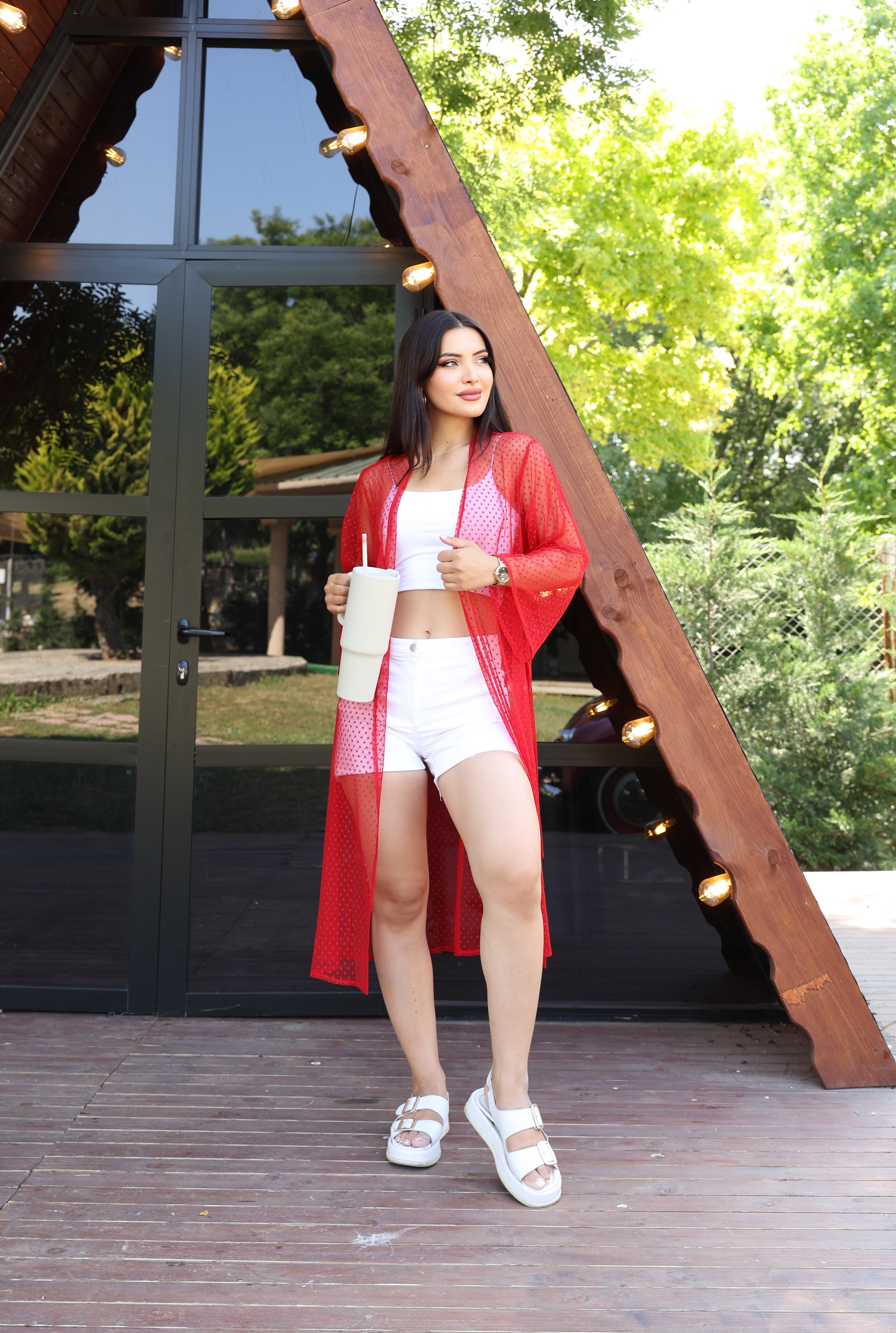 Puantiye Desenli Şeffaf Yazlık Kimono – Hafif, Şık ve Trend Tasarım