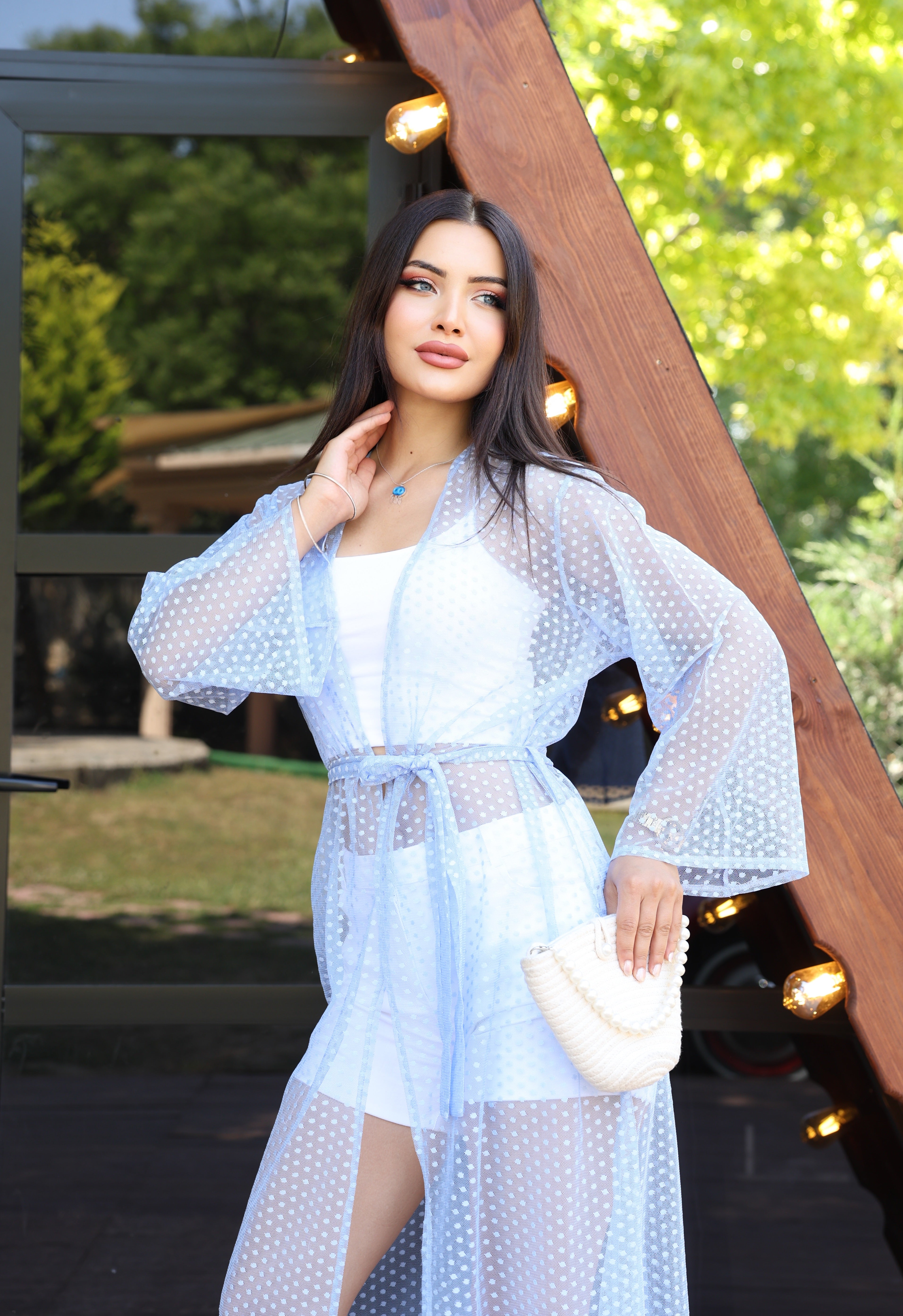 Puantiye Desenli Şeffaf Yazlık Kimono – Hafif, Şık ve Trend Tasarım