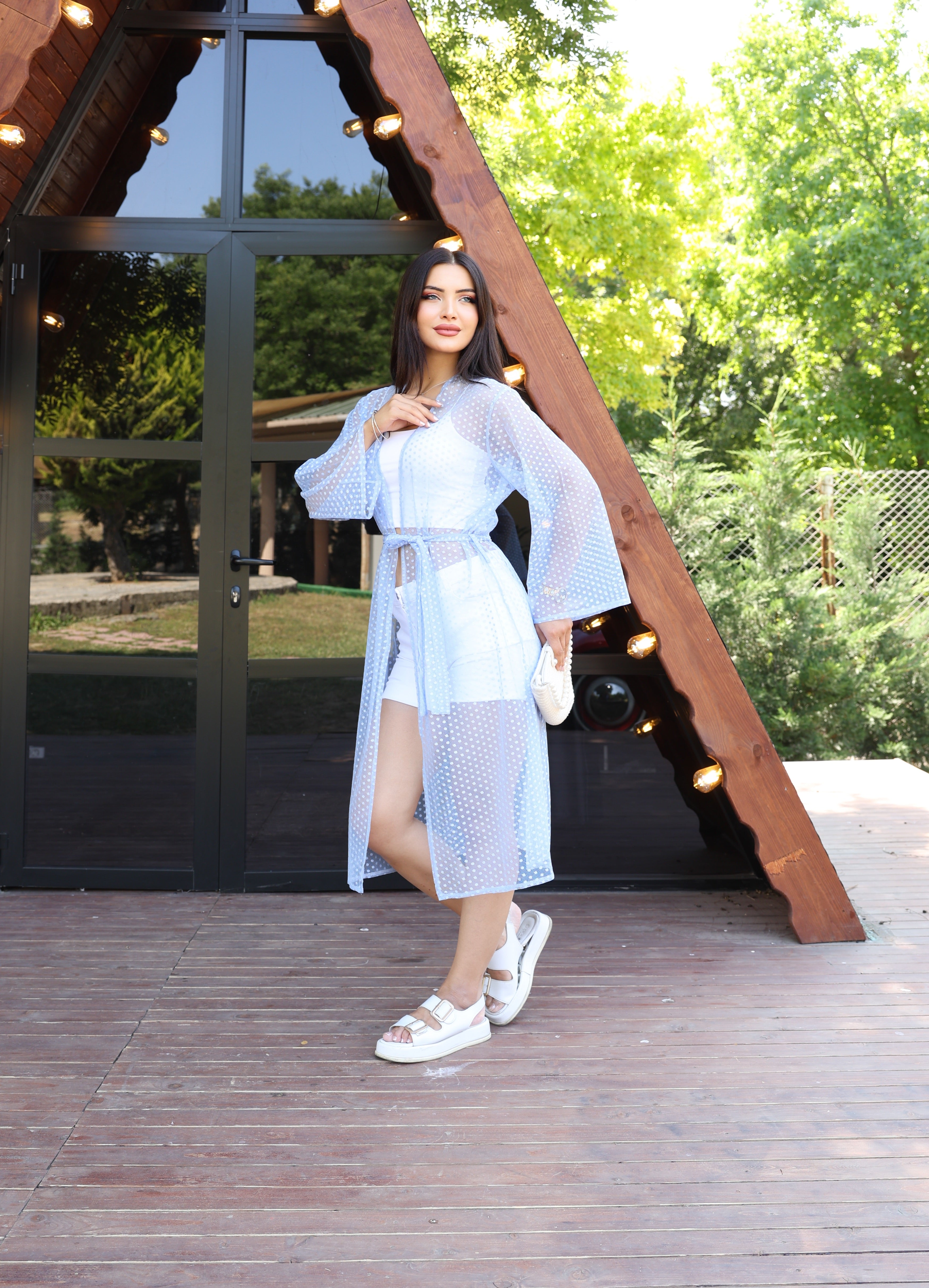 Puantiye Desenli Şeffaf Yazlık Kimono – Hafif, Şık ve Trend Tasarım