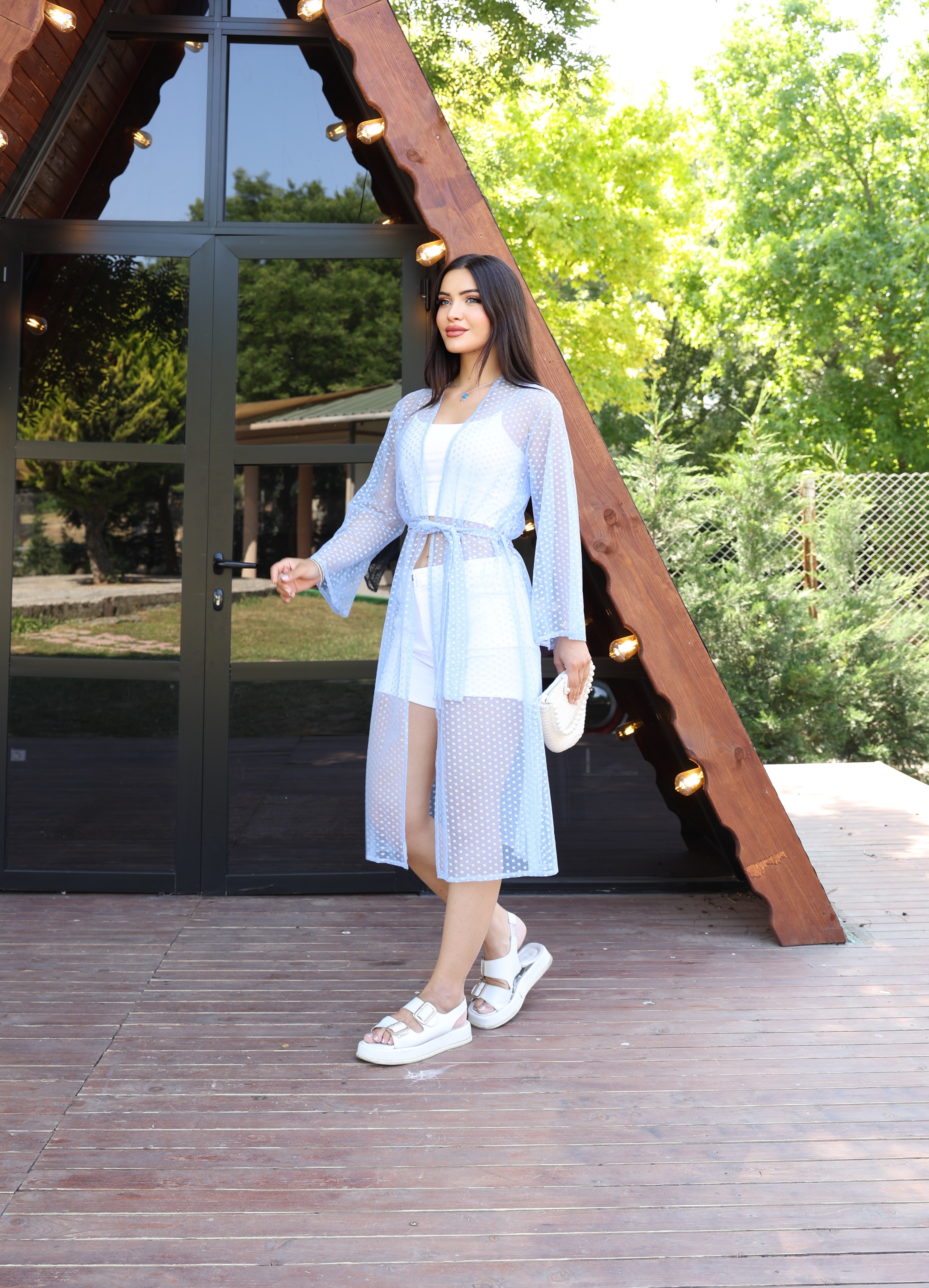 Puantiye Desenli Şeffaf Yazlık Kimono – Hafif, Şık ve Trend Tasarım