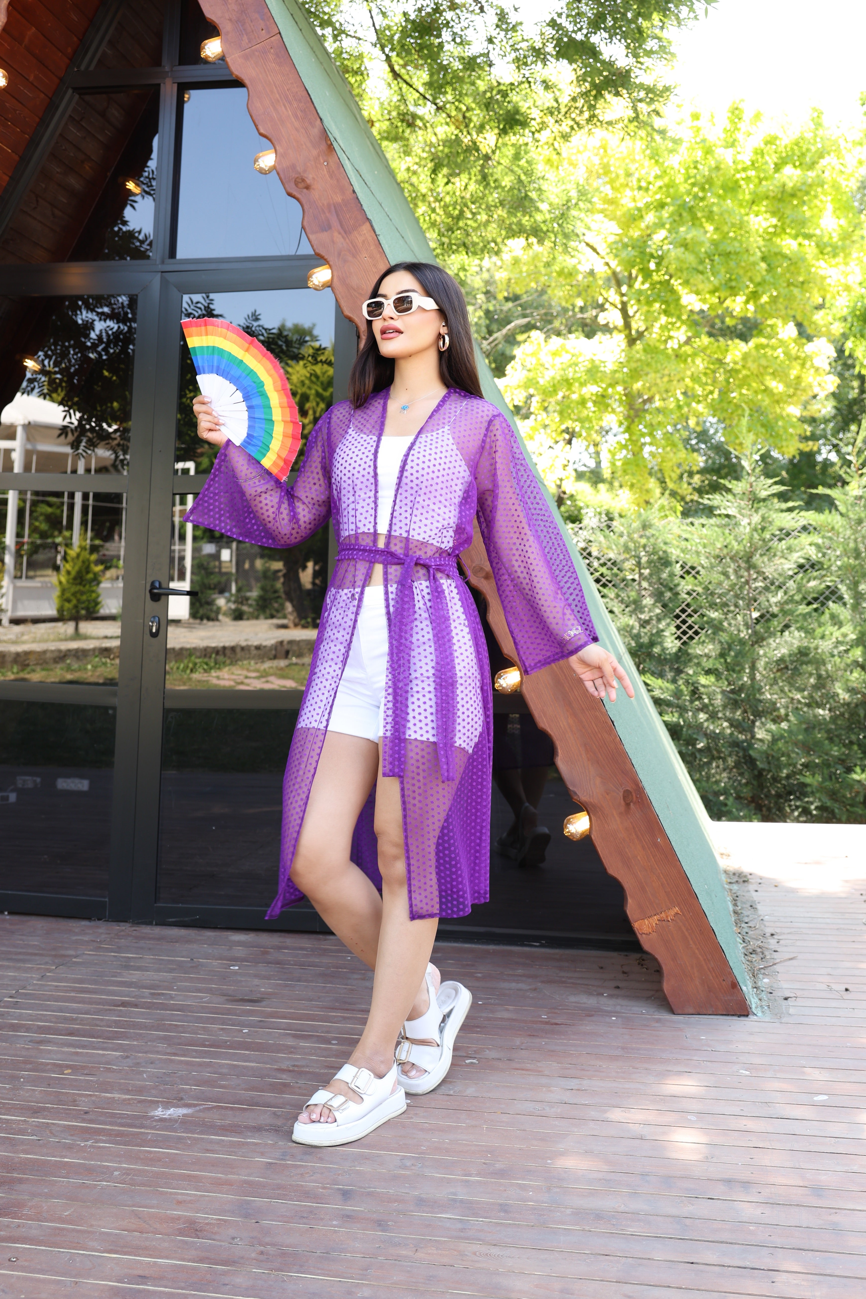 Puantiye Desenli Şeffaf Yazlık Kimono – Hafif, Şık ve Trend Tasarım