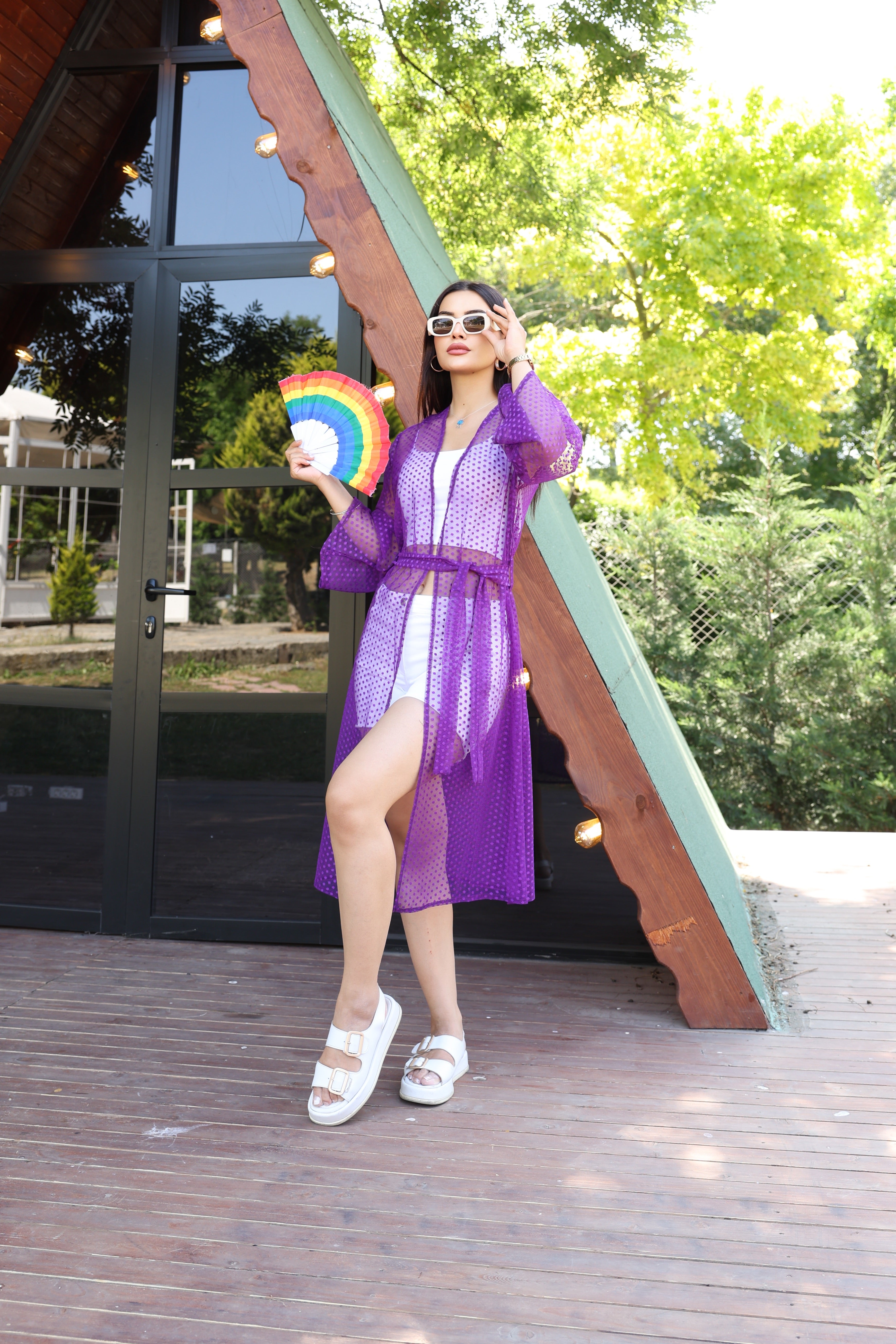 Puantiye Desenli Şeffaf Yazlık Kimono – Hafif, Şık ve Trend Tasarım