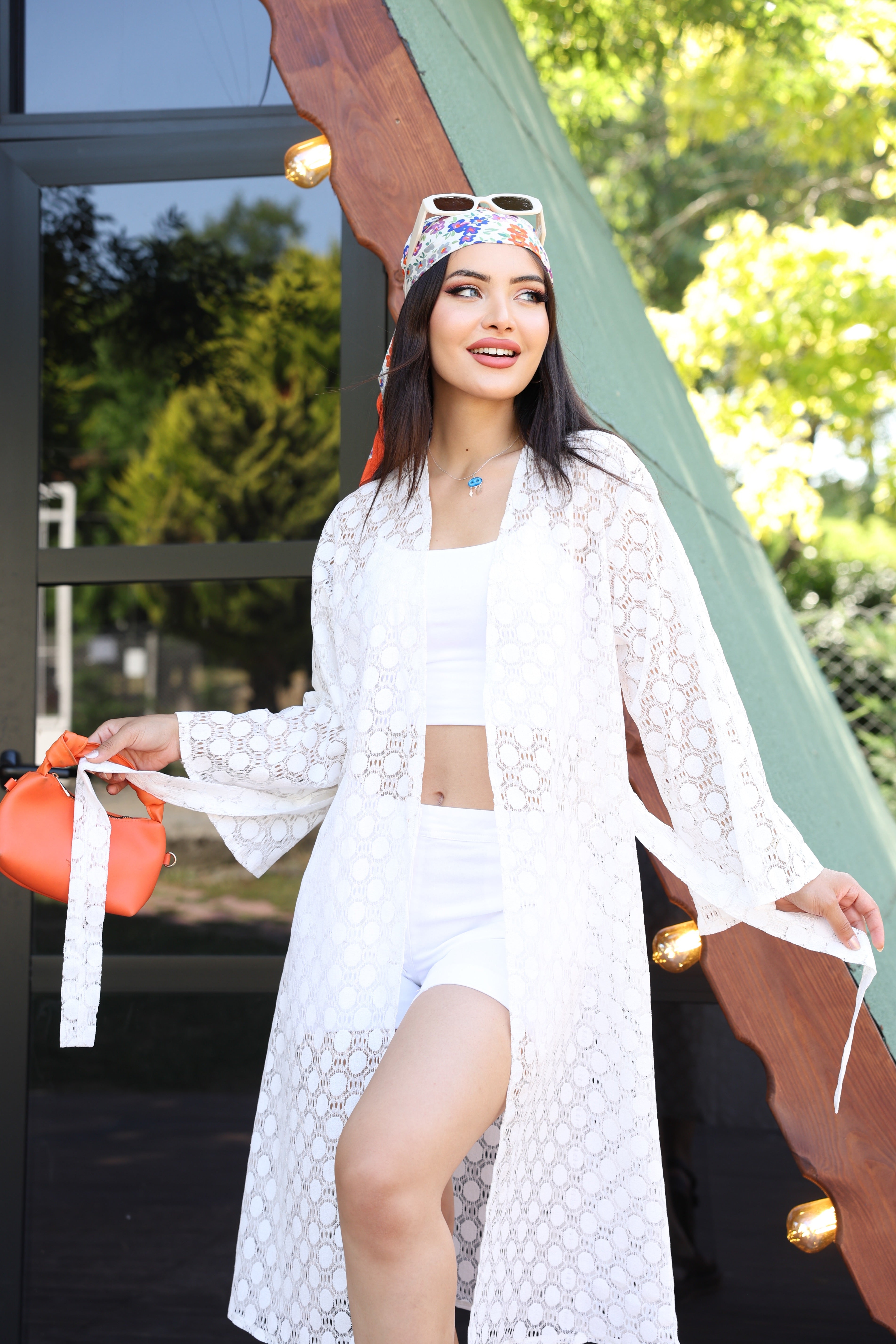 Şifon & Dantel Detaylı Kimono – Standart Beden