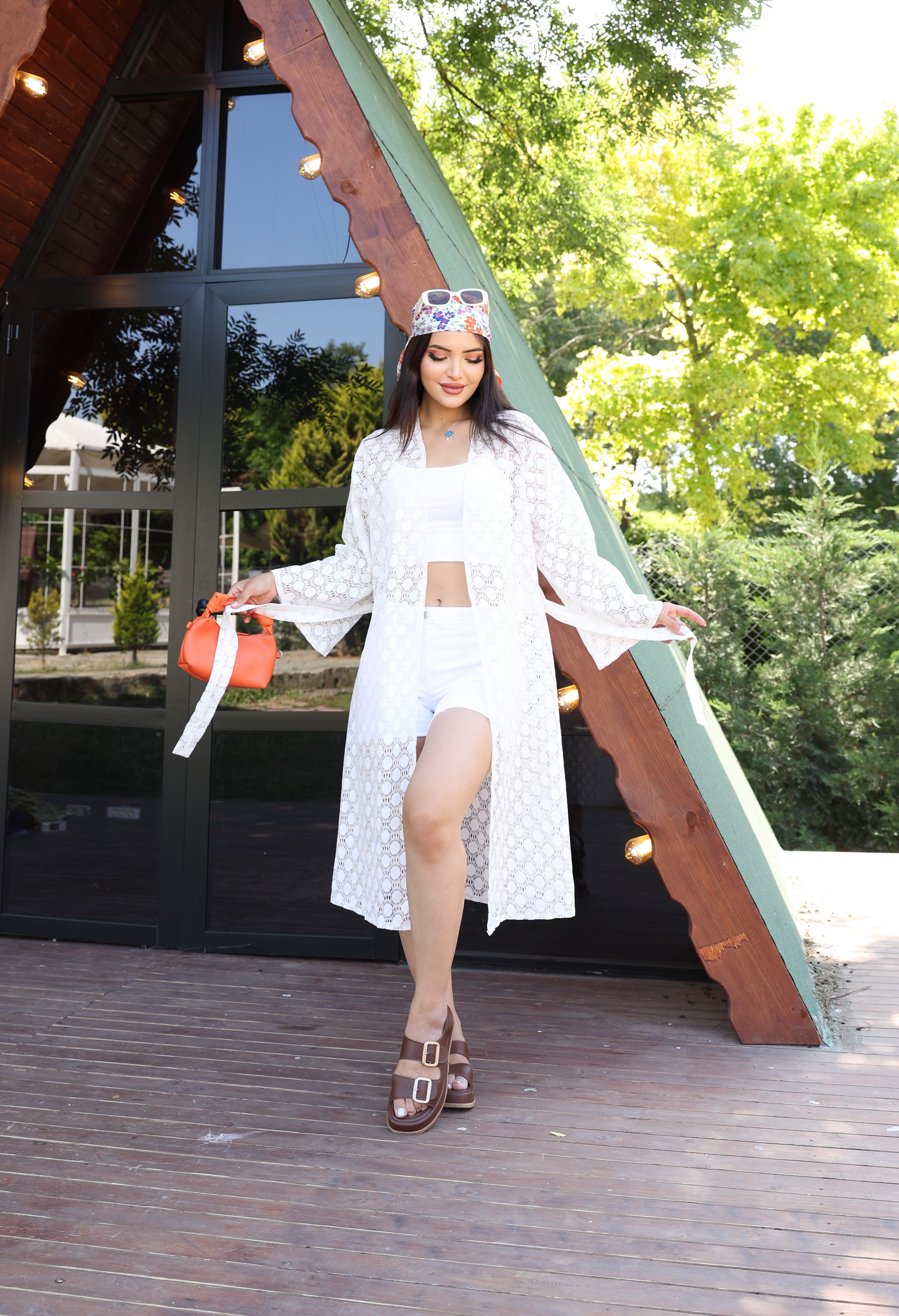 Şifon & Dantel Detaylı Kimono – Standart Beden