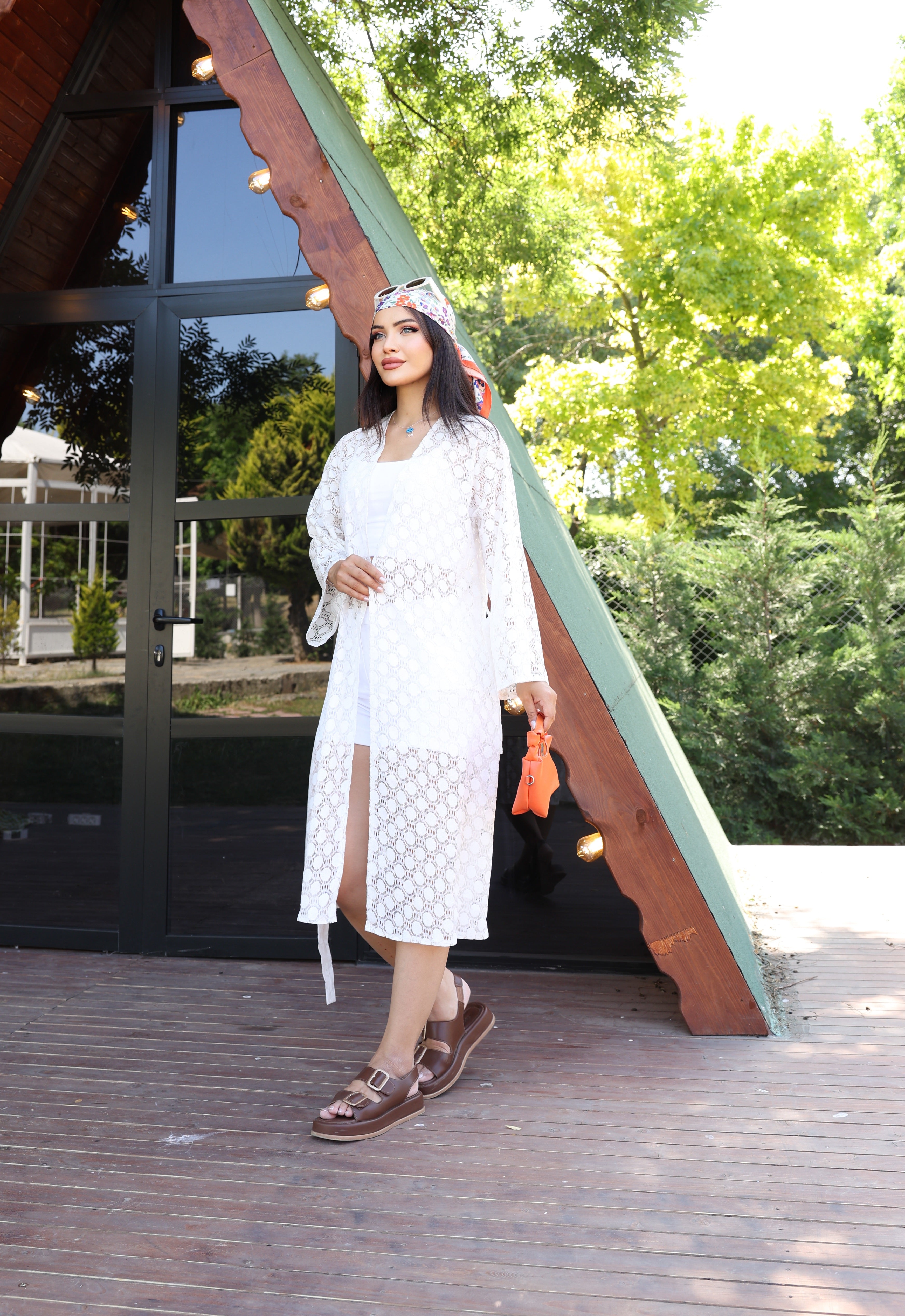 Şifon & Dantel Detaylı Kimono – Standart Beden