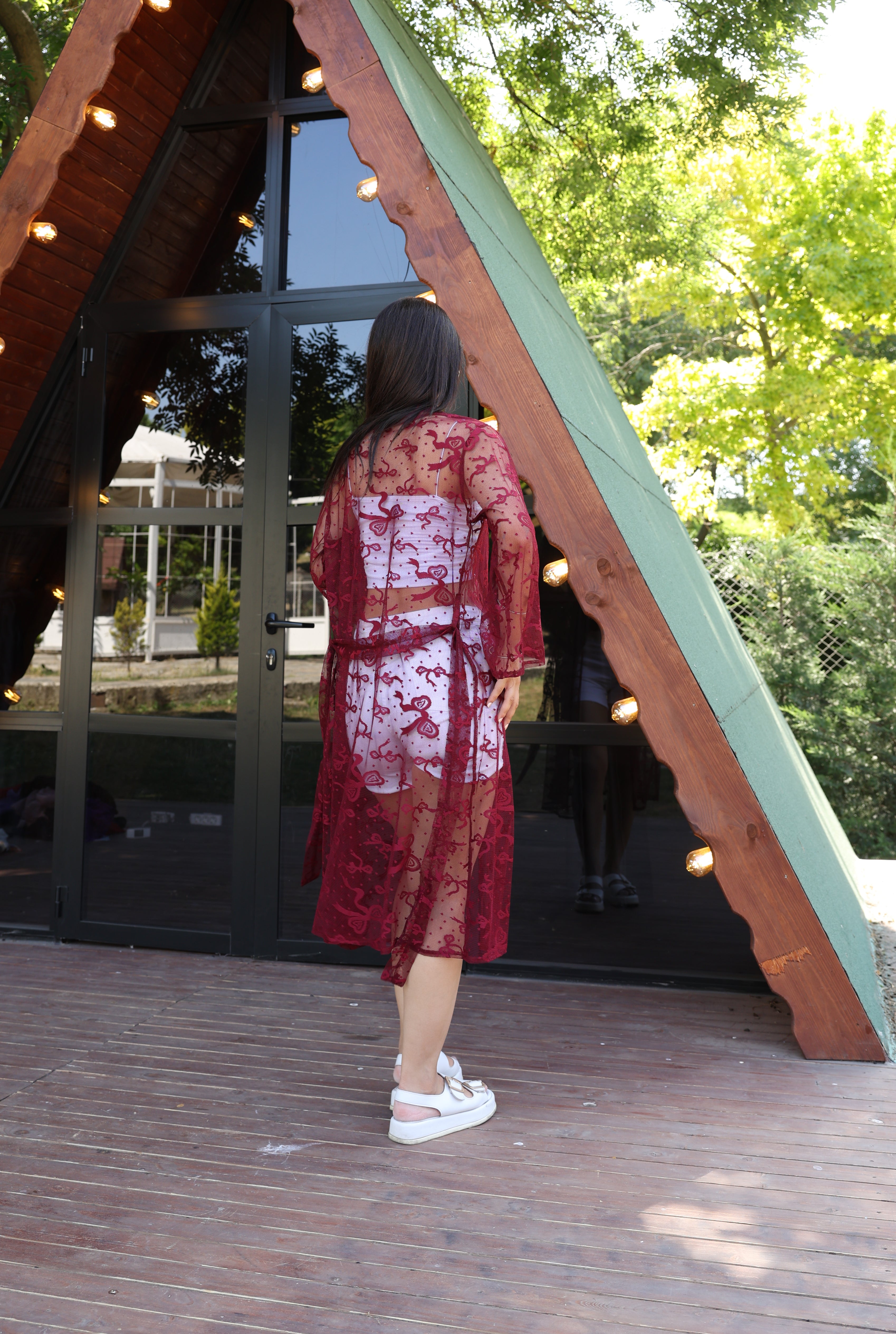 Şifon & Dantel Detaylı Kimono – Standart Beden