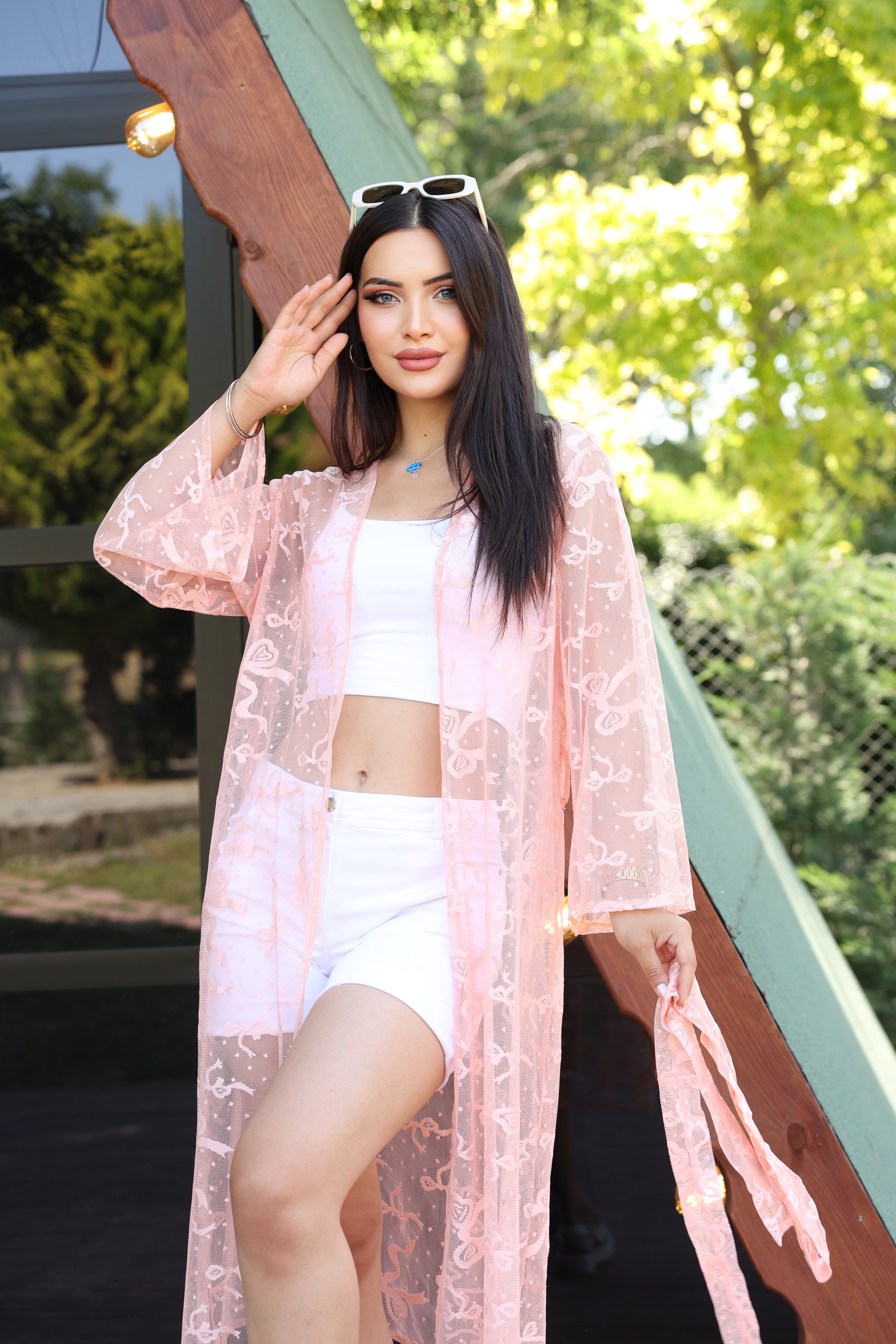 Şifon & Dantel Detaylı Kimono – Standart Beden