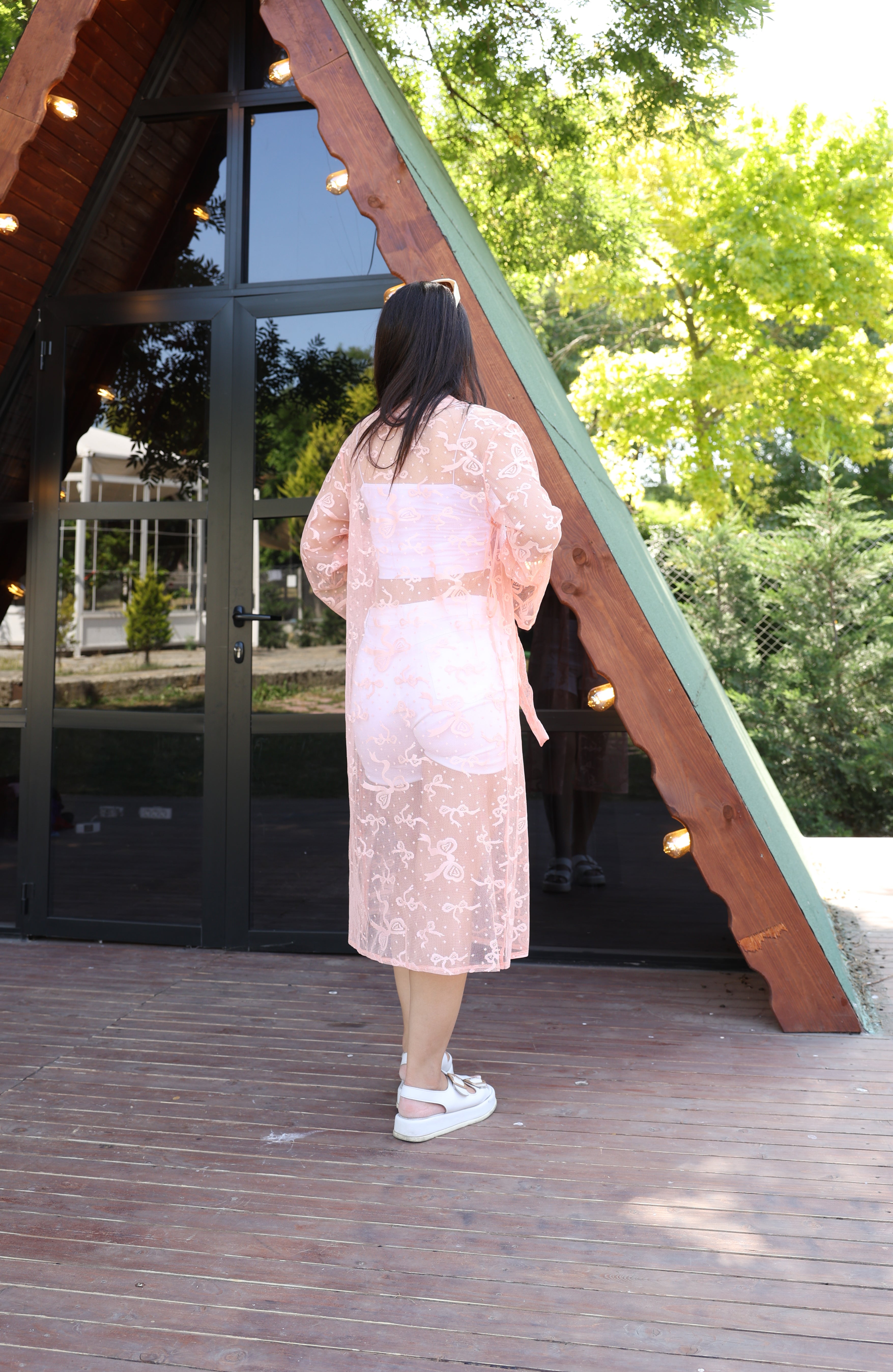 Şifon & Dantel Detaylı Kimono – Standart Beden