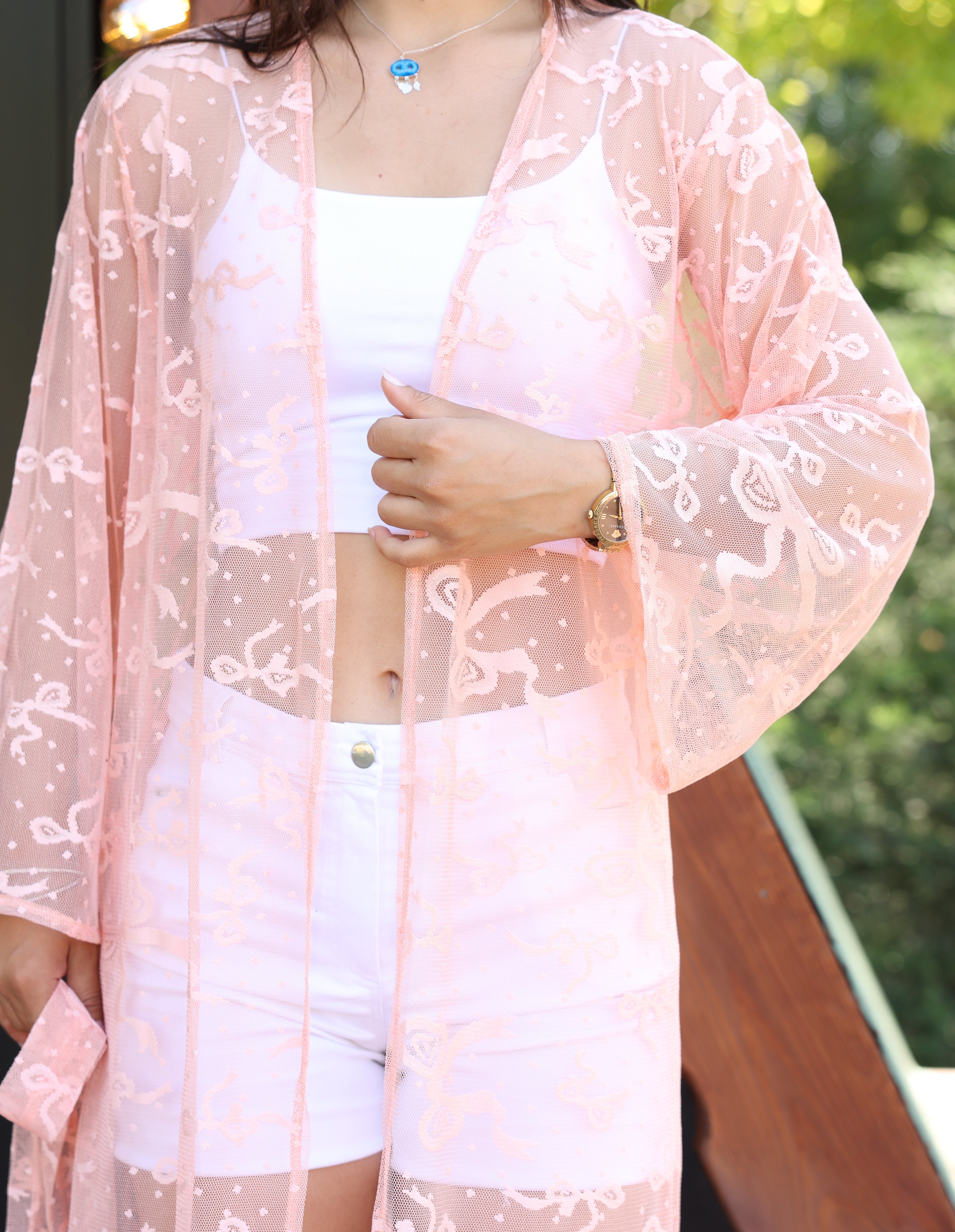 Şifon & Dantel Detaylı Kimono – Standart Beden