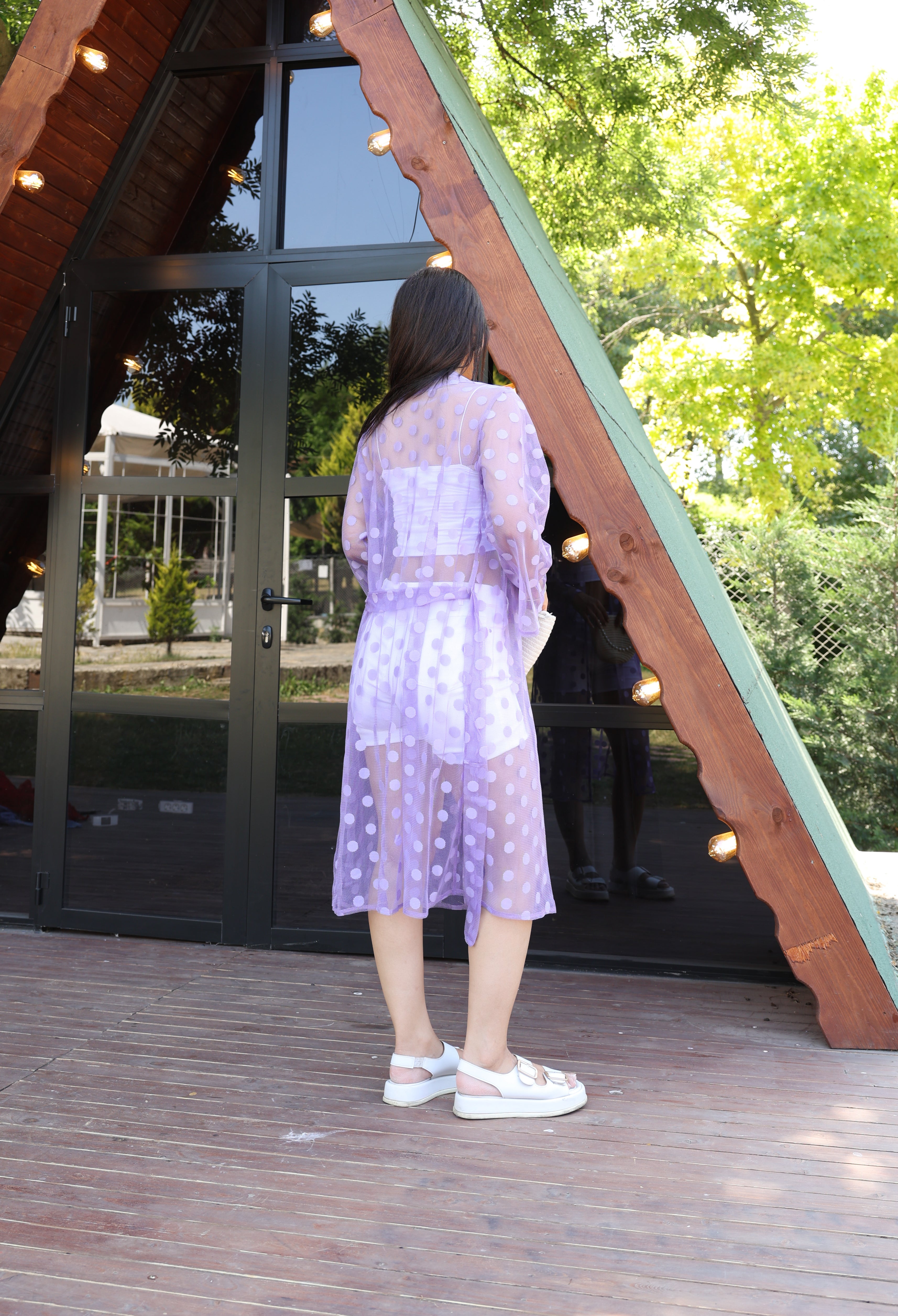 Puantiyeli Tül Kimono – Standart Beden