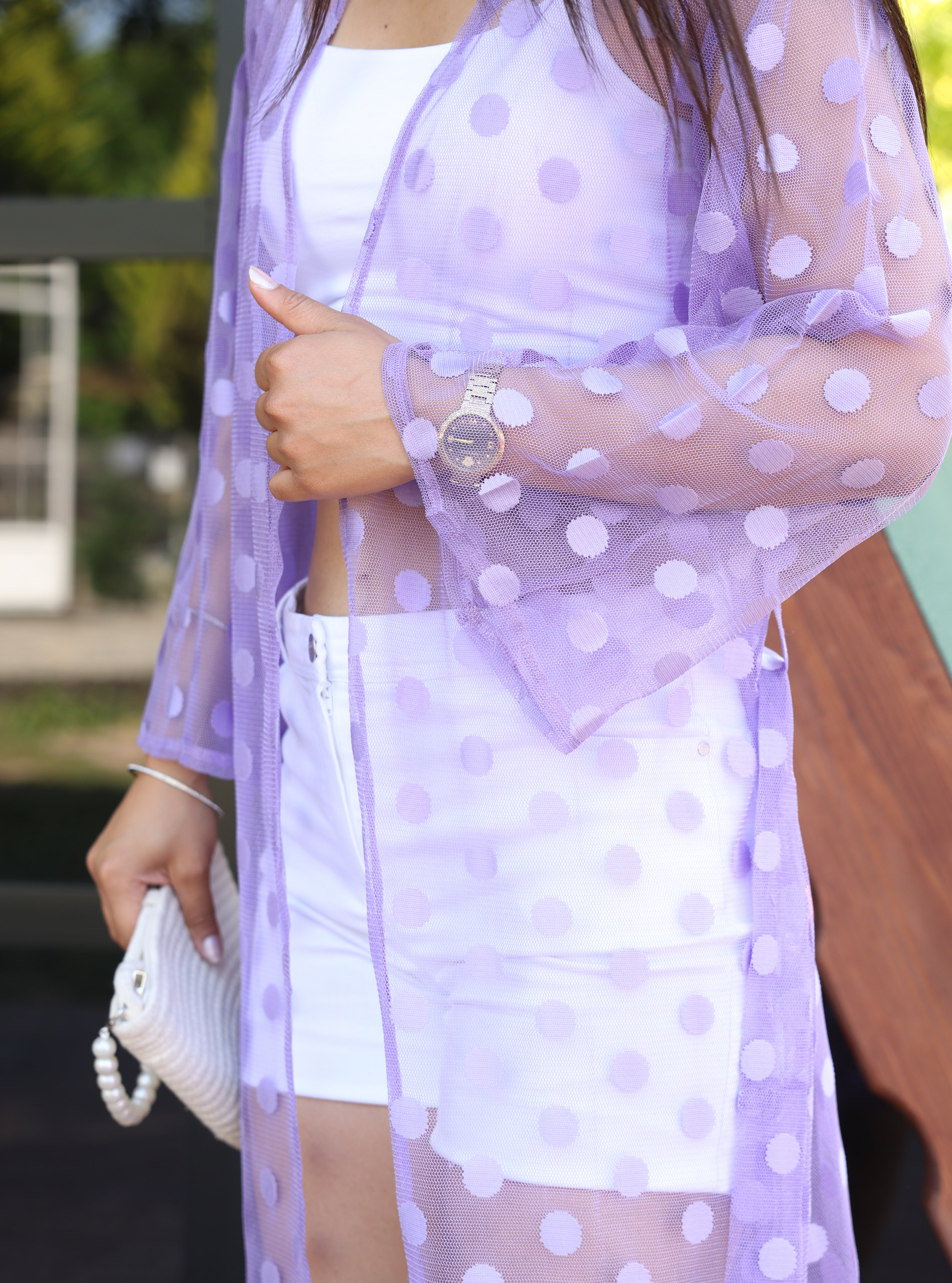 Puantiyeli Tül Kimono – Standart Beden