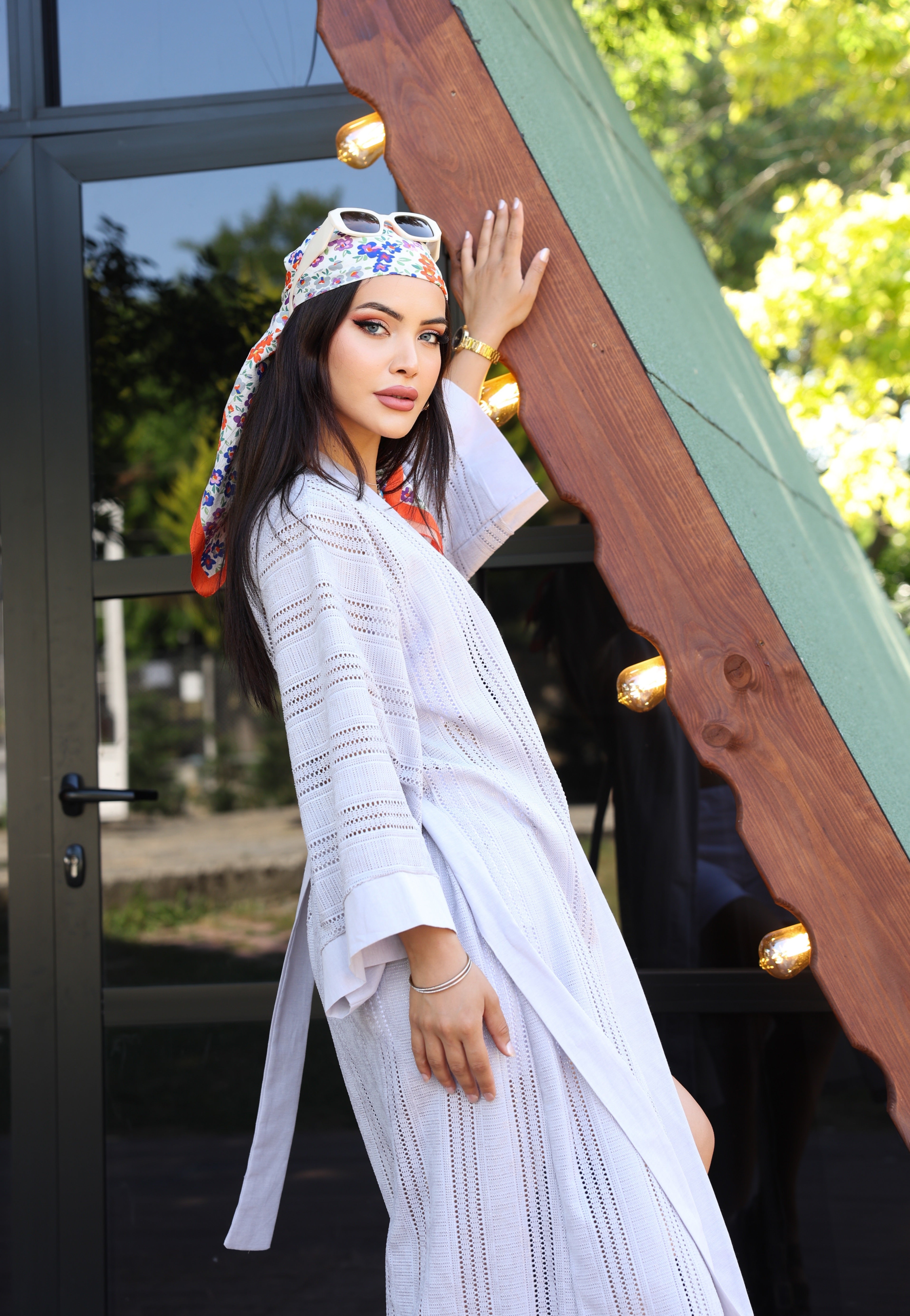 Desenli File & Dokuma Kimono – Standart Beden