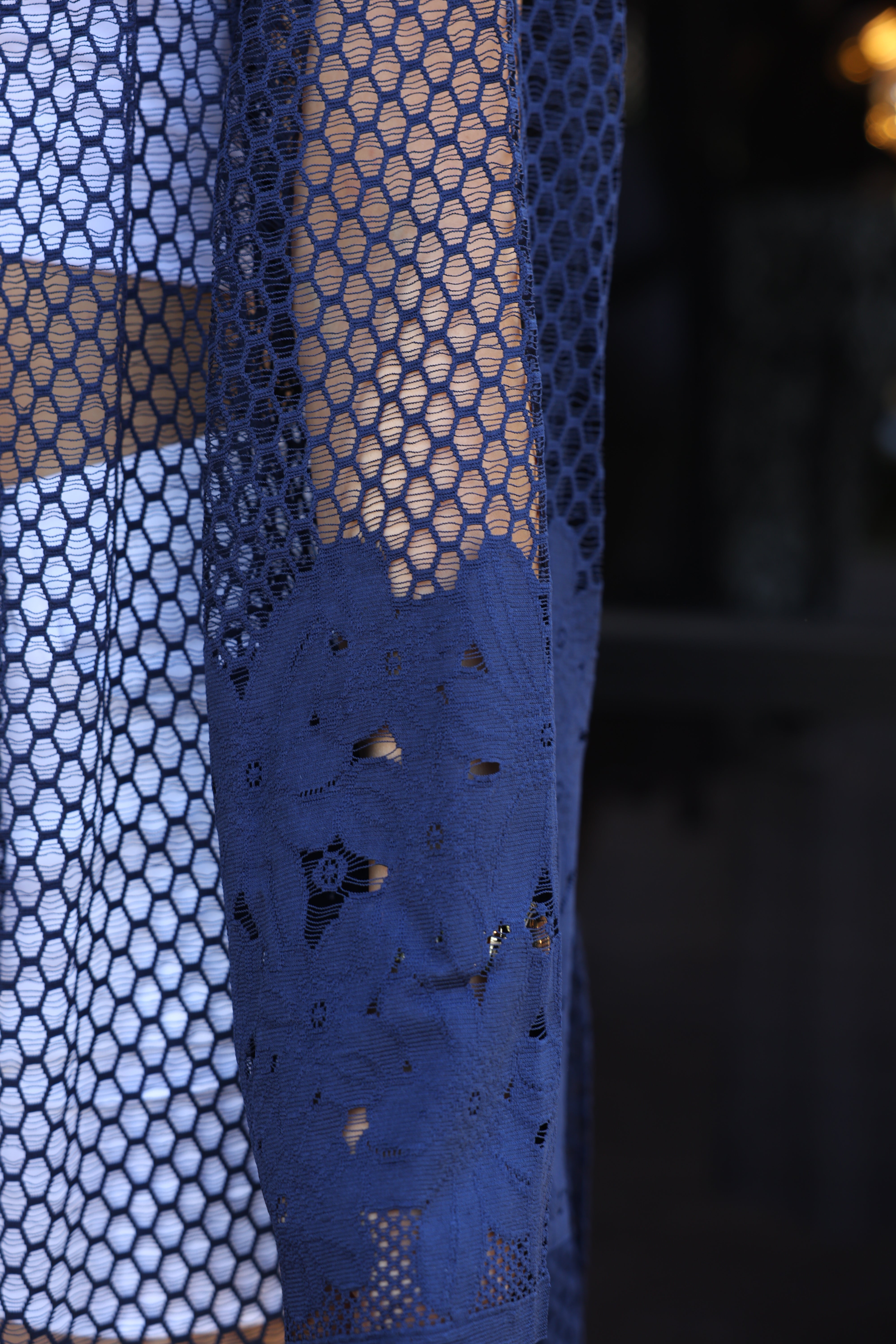 Desenli File & Dokuma Kimono – Standart Beden