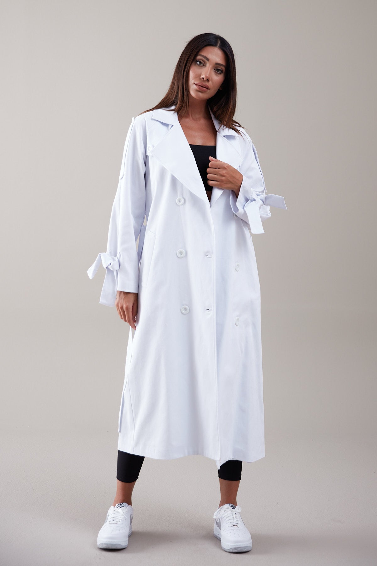 Trençkot Desenli Oversize Astarlı Geniş Kesim Nidal