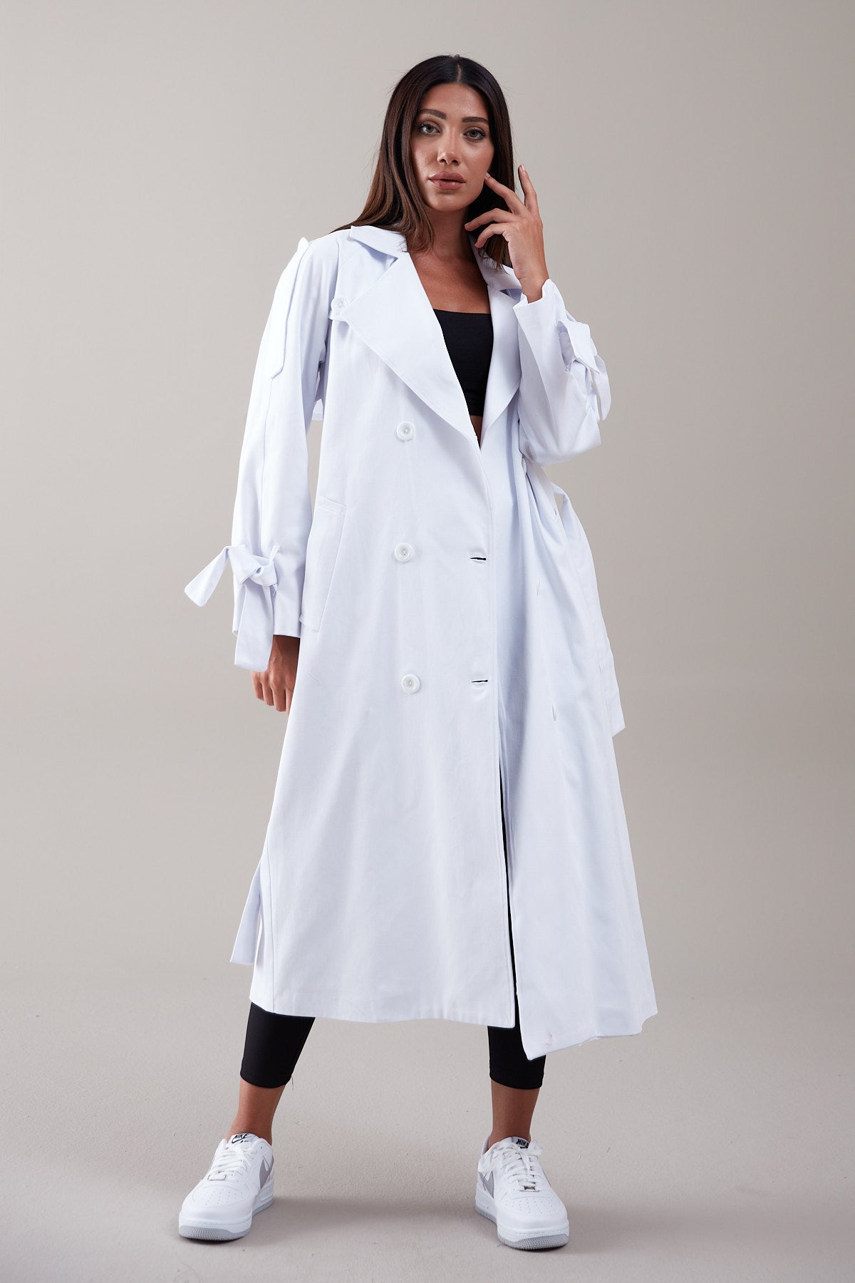 Trençkot Desenli Oversize Astarlı Geniş Kesim Nidal