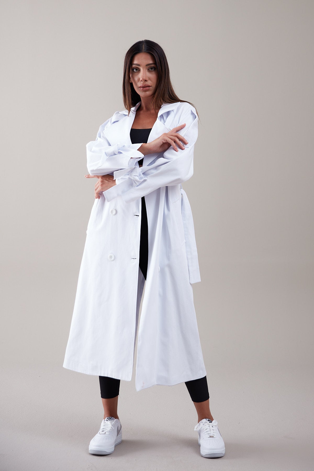 Trençkot Desenli Oversize Astarlı Geniş Kesim Nidal