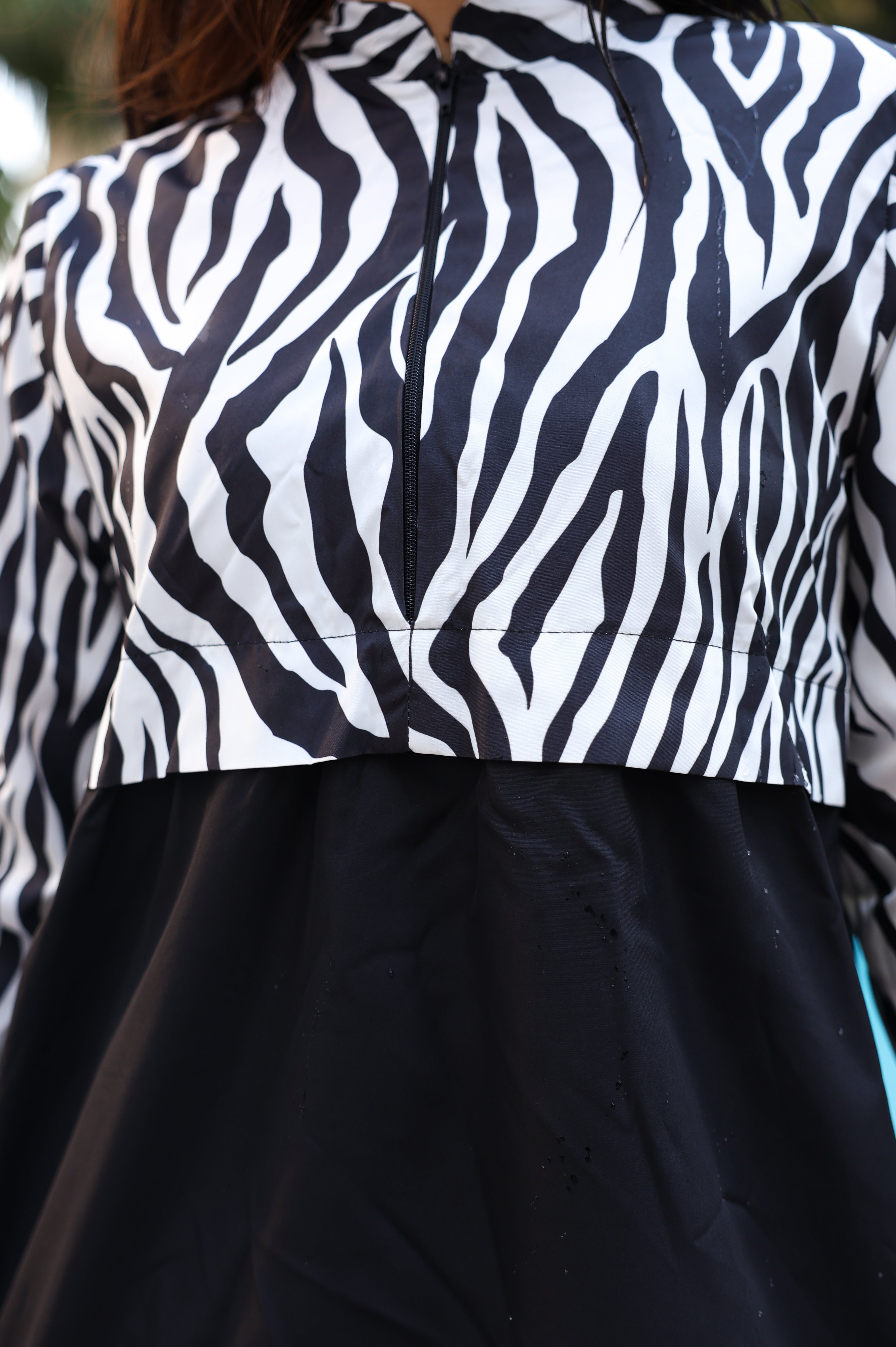 Kadın Zebra Desenli Tam Kapalı Tesettür Mayo Haşema