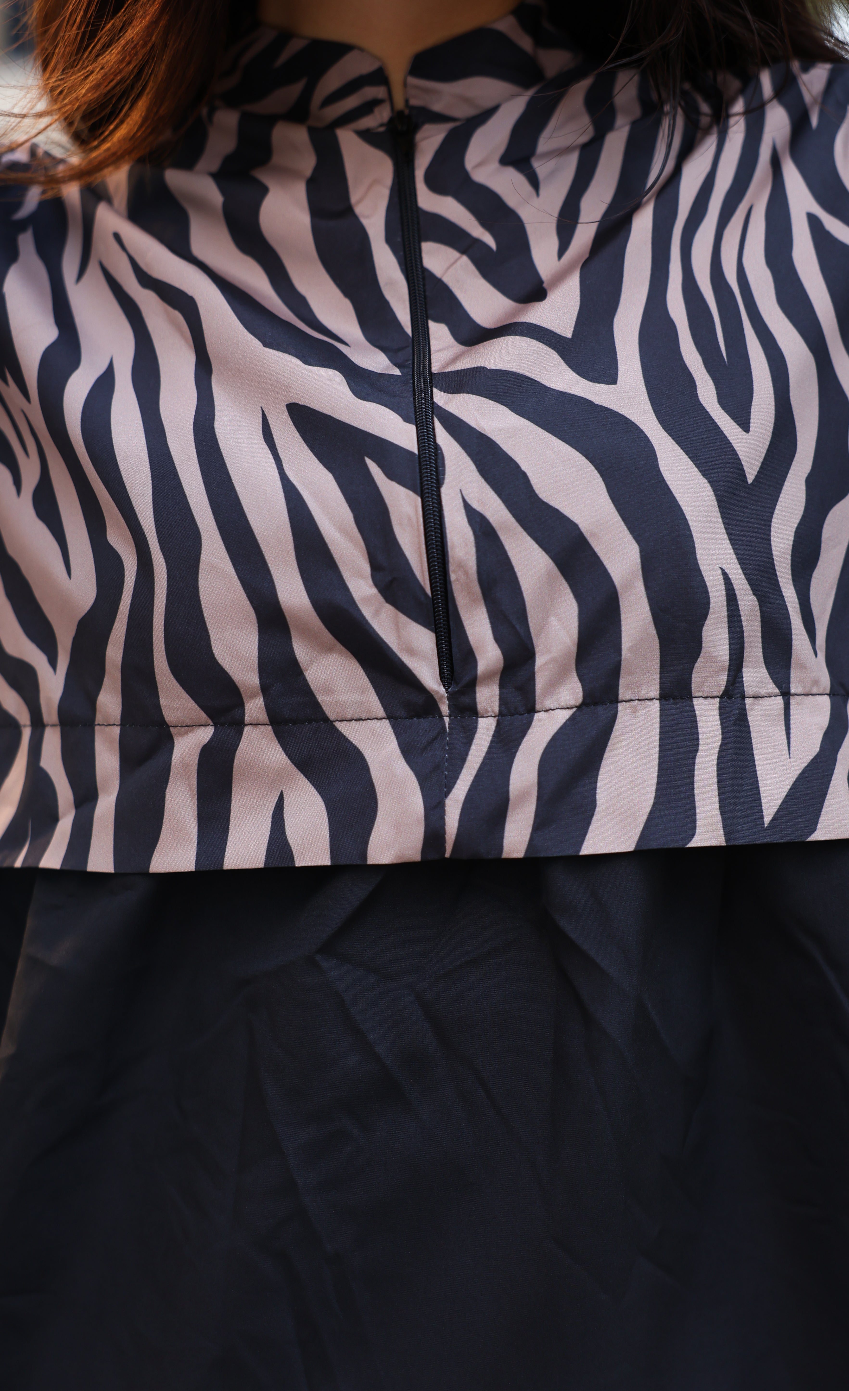 Kadın Zebra Desenli Tam Kapalı Tesettür Mayo Haşema