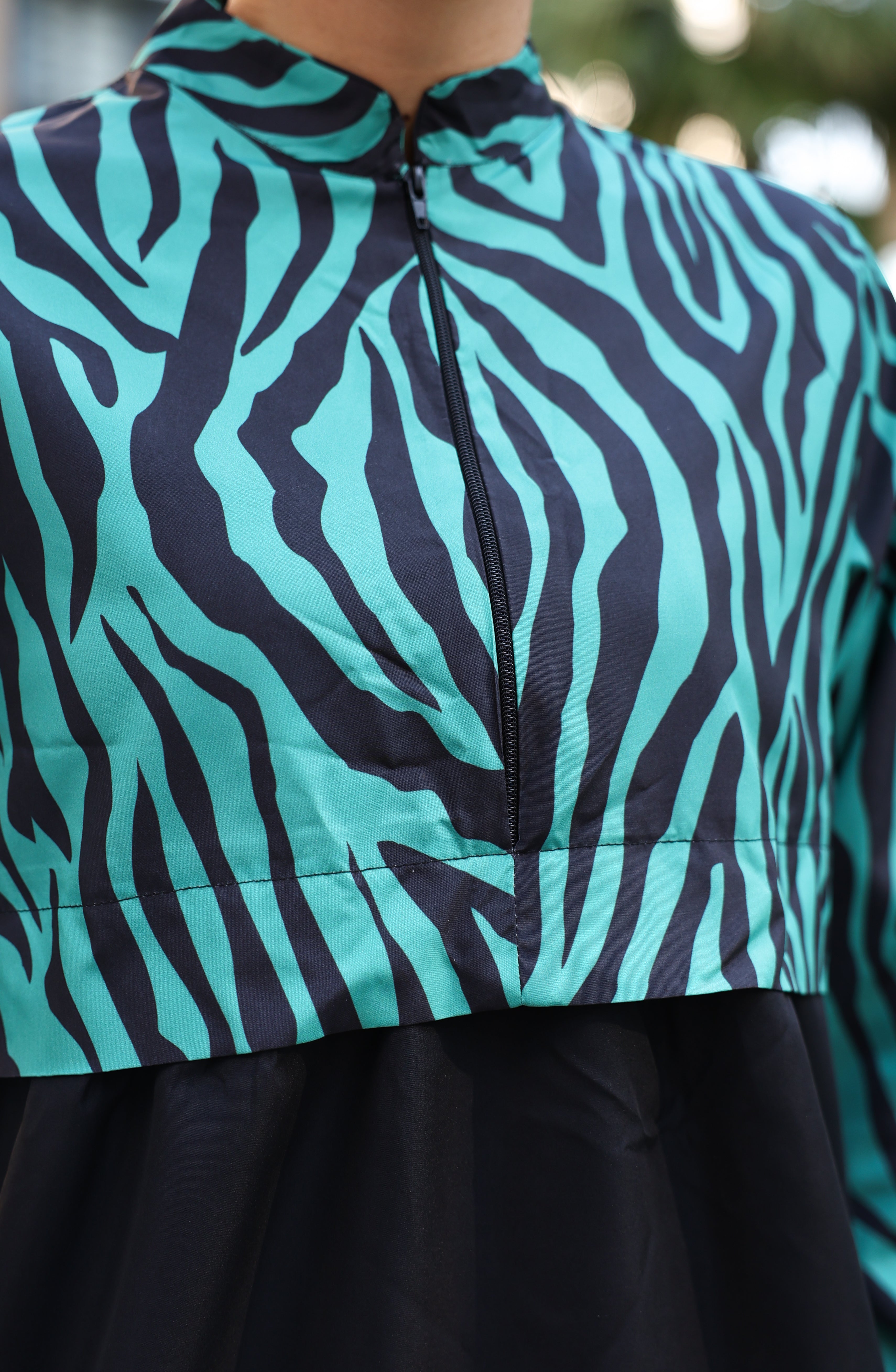 Kadın Zebra Desenli Tam Kapalı Tesettür Mayo Haşema