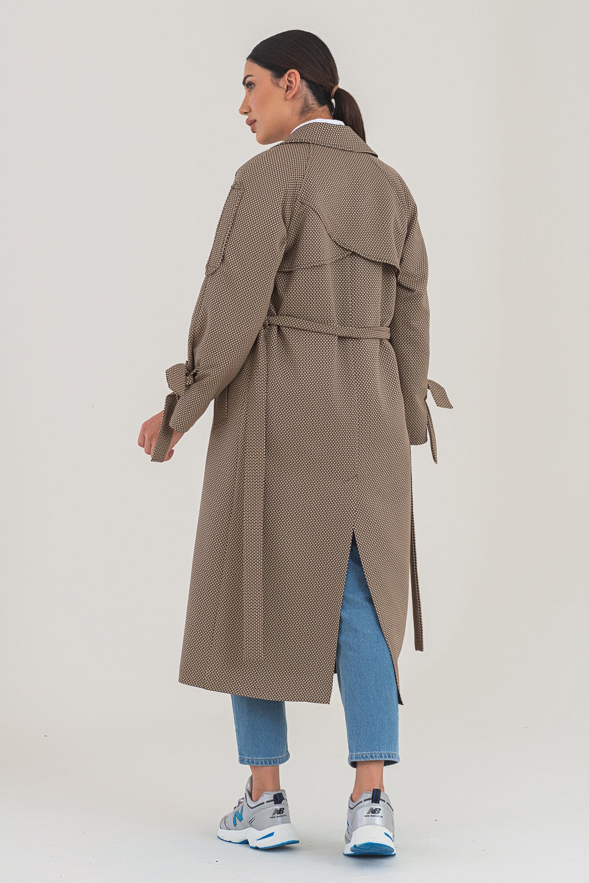 Trençkot Desenli Oversize Astarlı Geniş Kesim Nidal