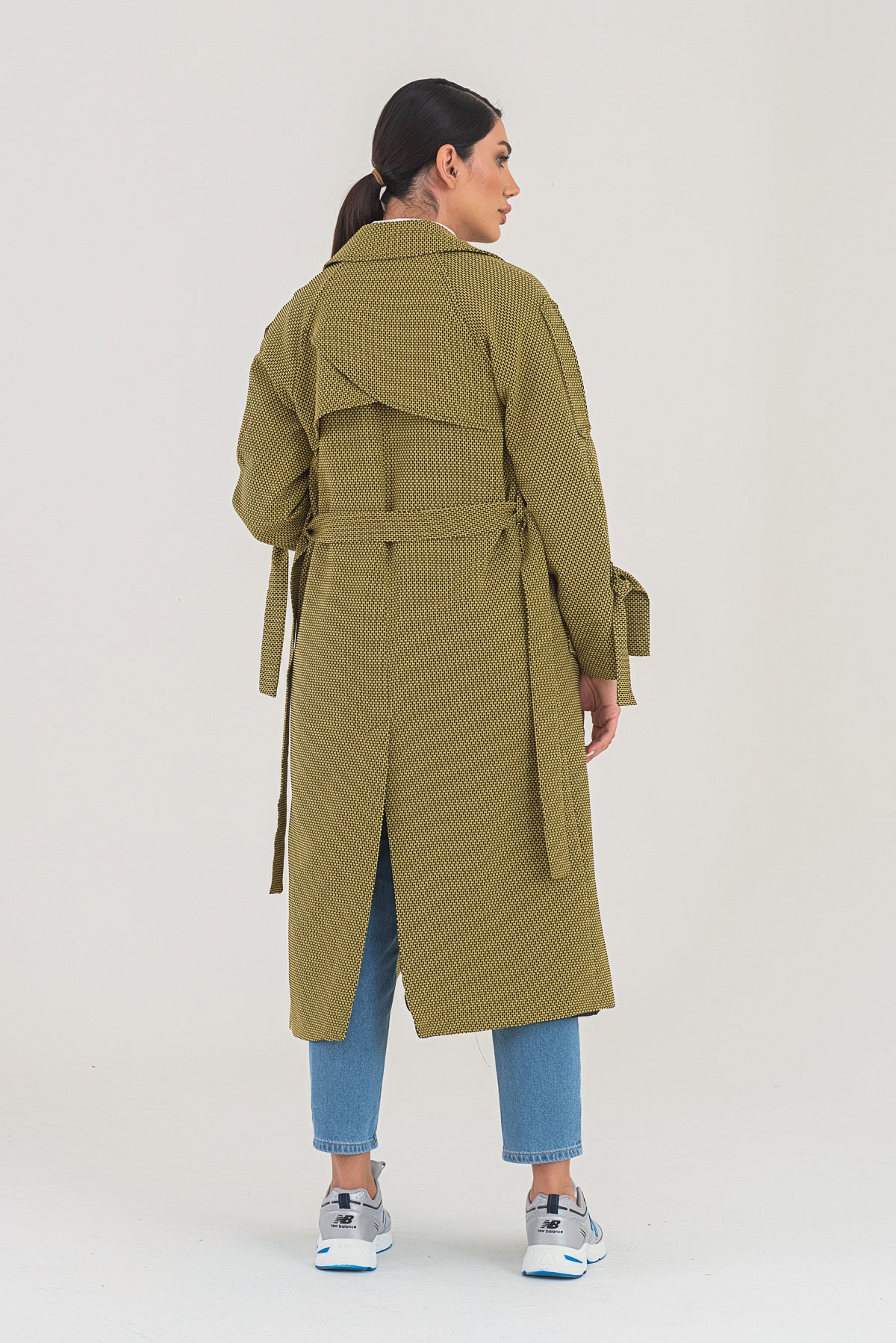 Trençkot Desenli Oversize Astarlı Geniş Kesim Nidal