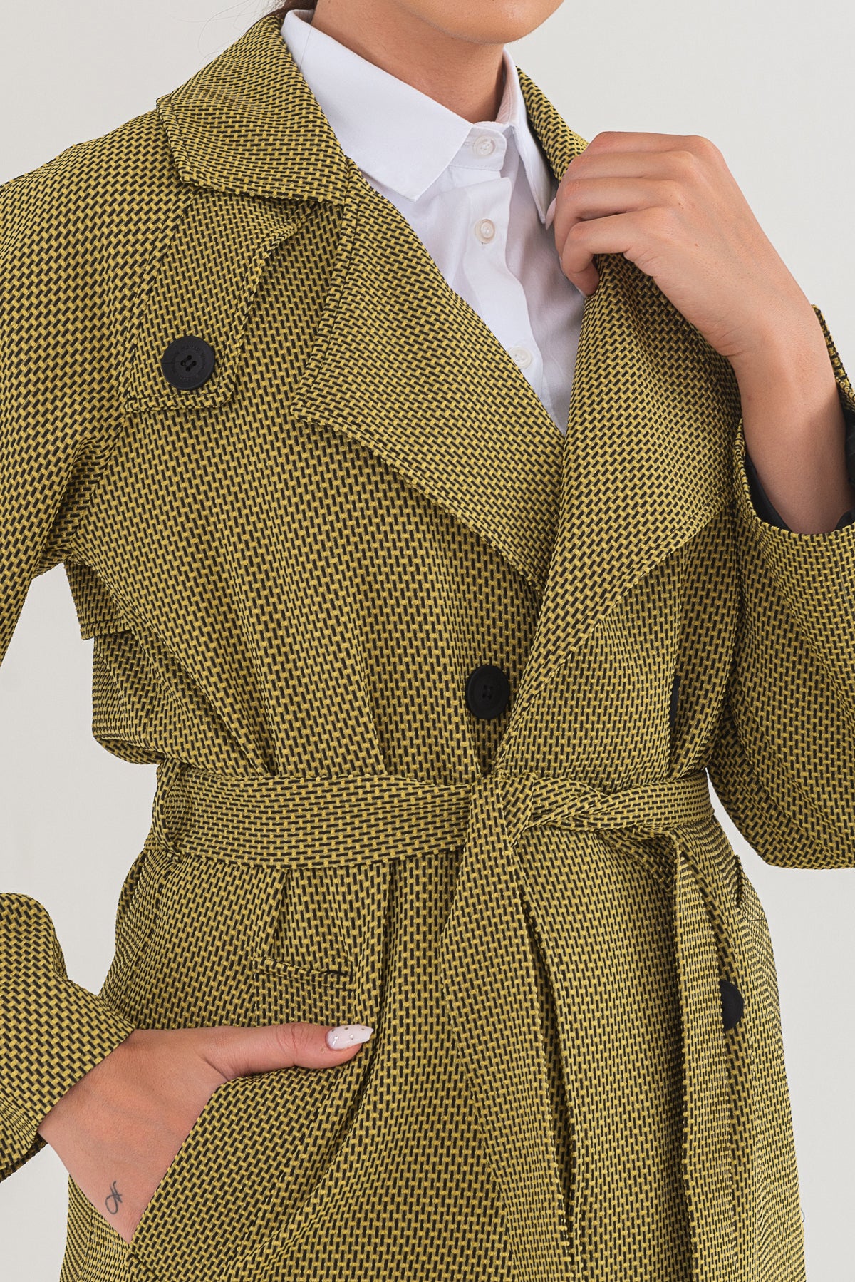 Trençkot Desenli Oversize Astarlı Geniş Kesim Nidal