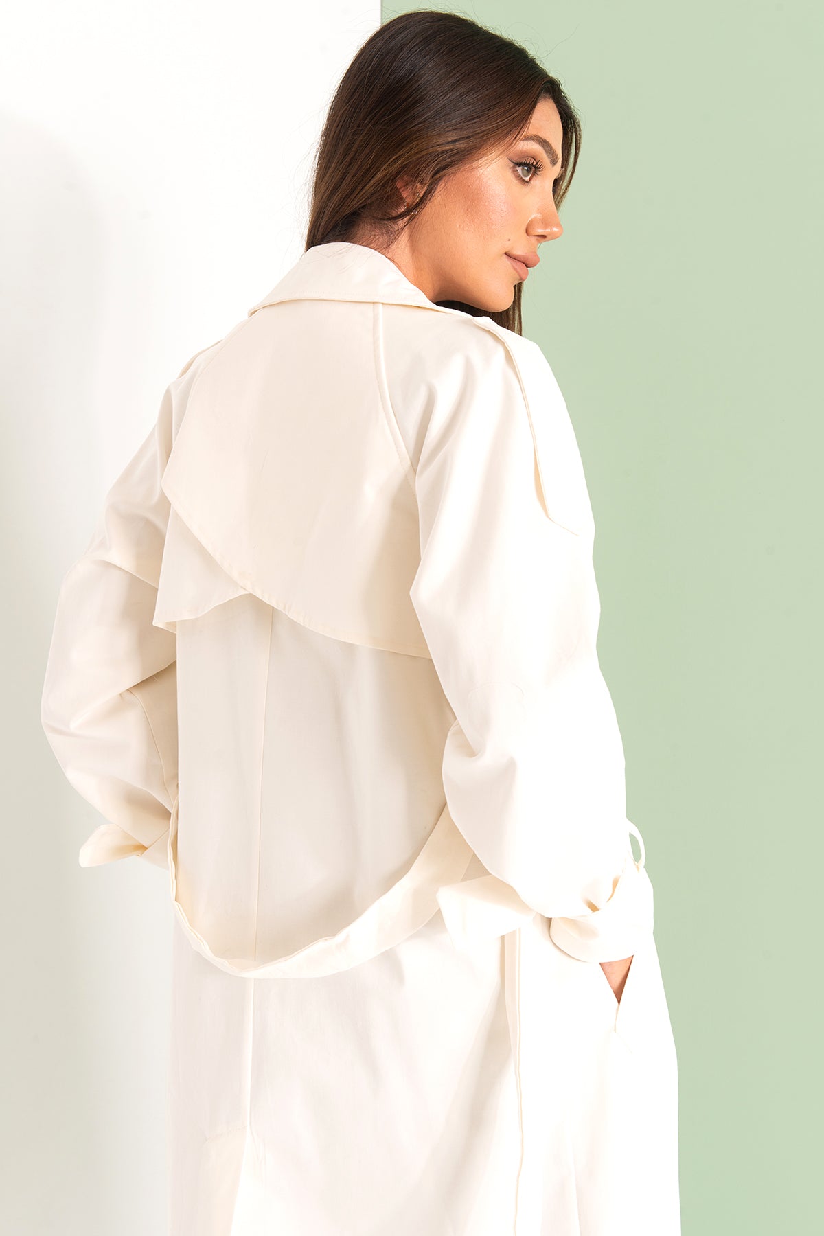 Trençkot Desenli Oversize Astarlı Geniş Kesim Nidal