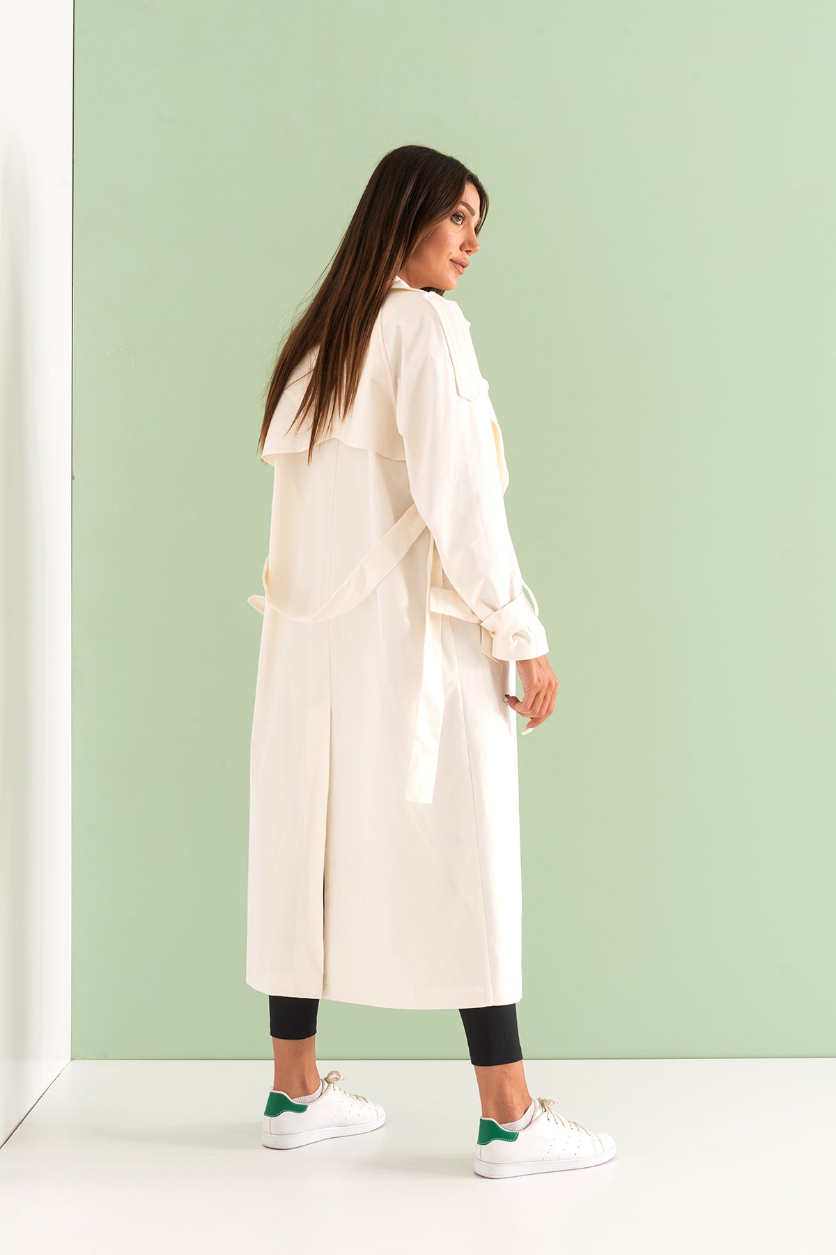 Trençkot Desenli Oversize Astarlı Geniş Kesim Nidal