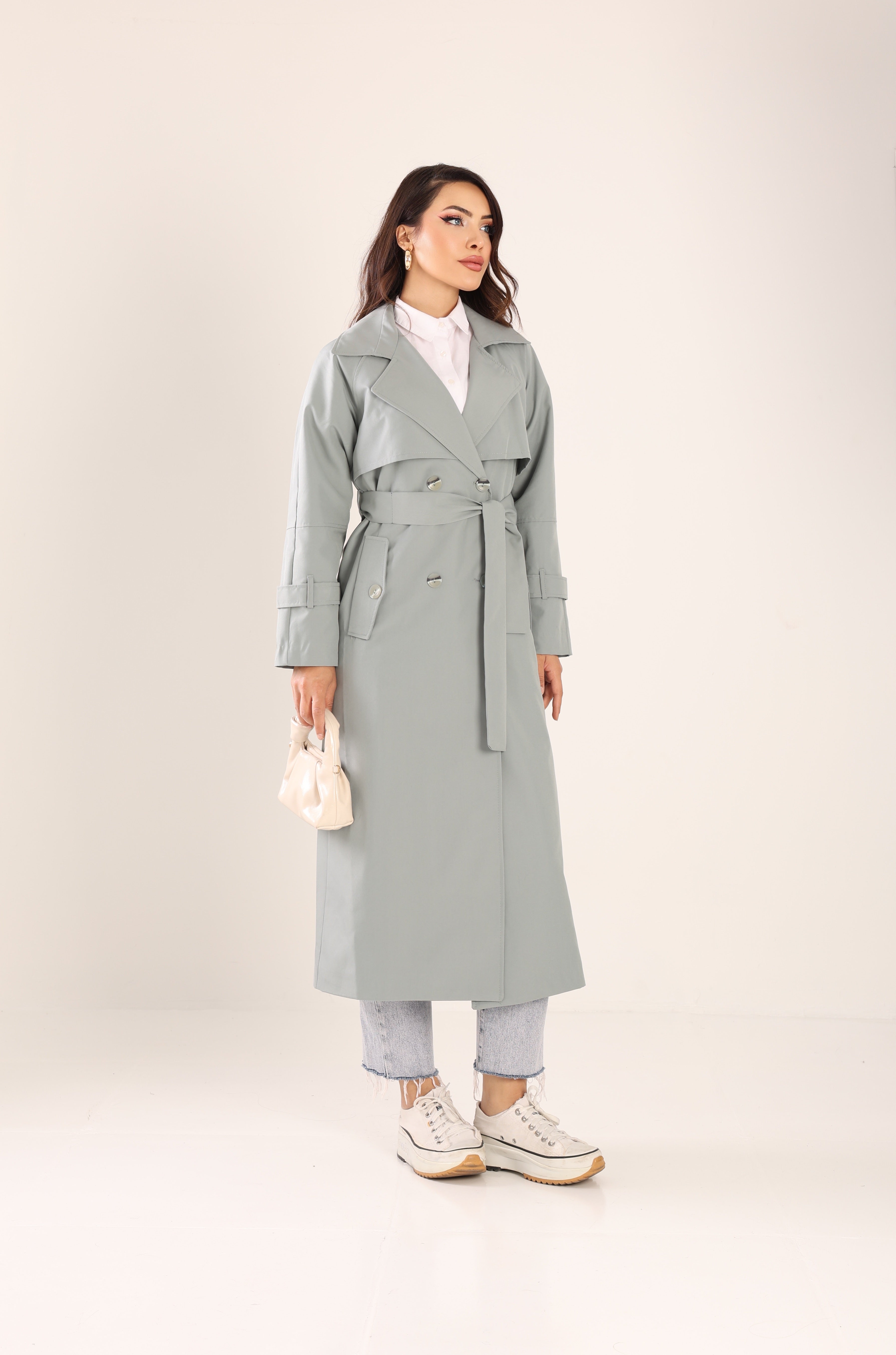 Trençkot Tasarım Oversize Astarlı Geniş Kesim Spring