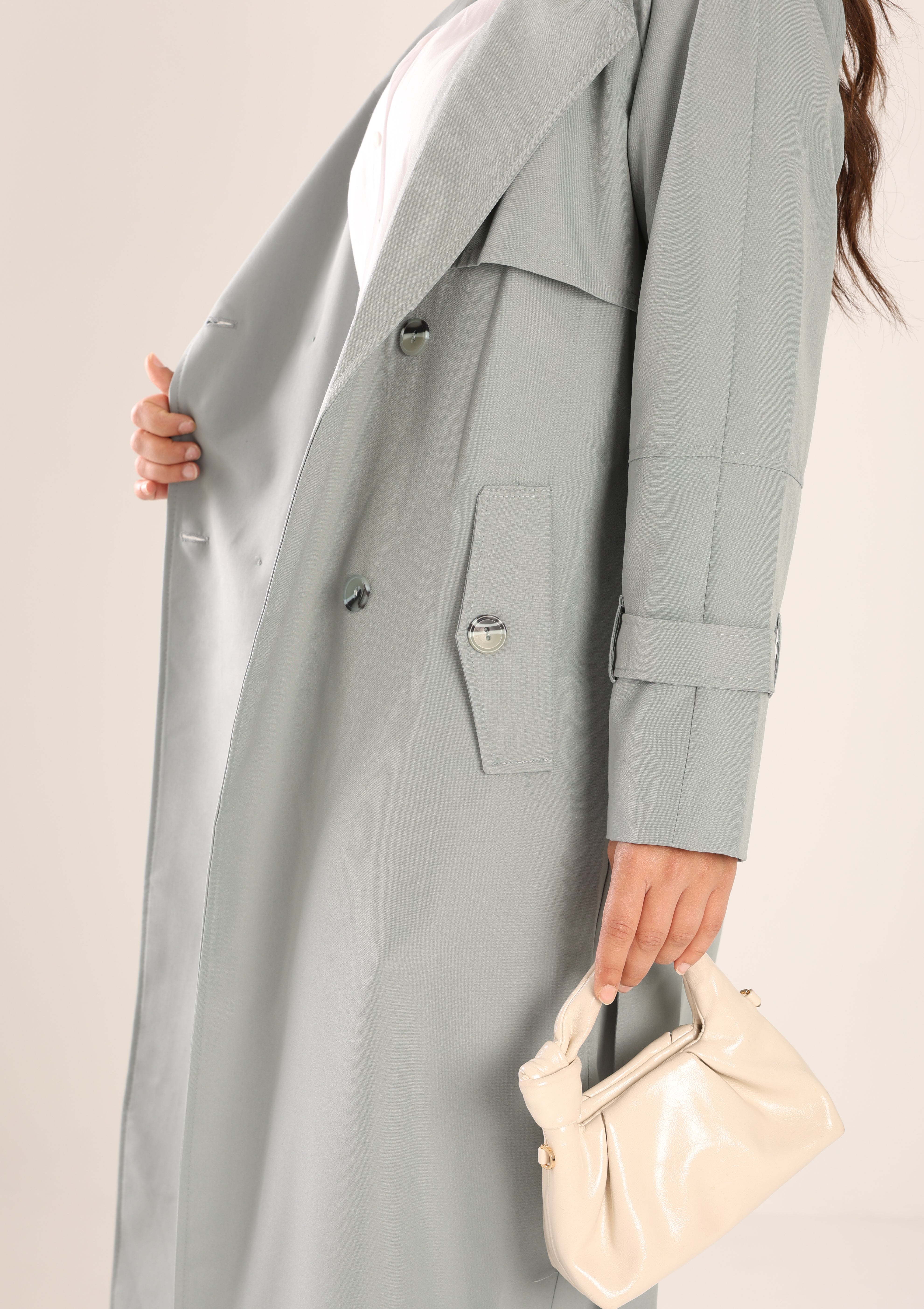 Trençkot Tasarım Oversize Astarlı Geniş Kesim Spring