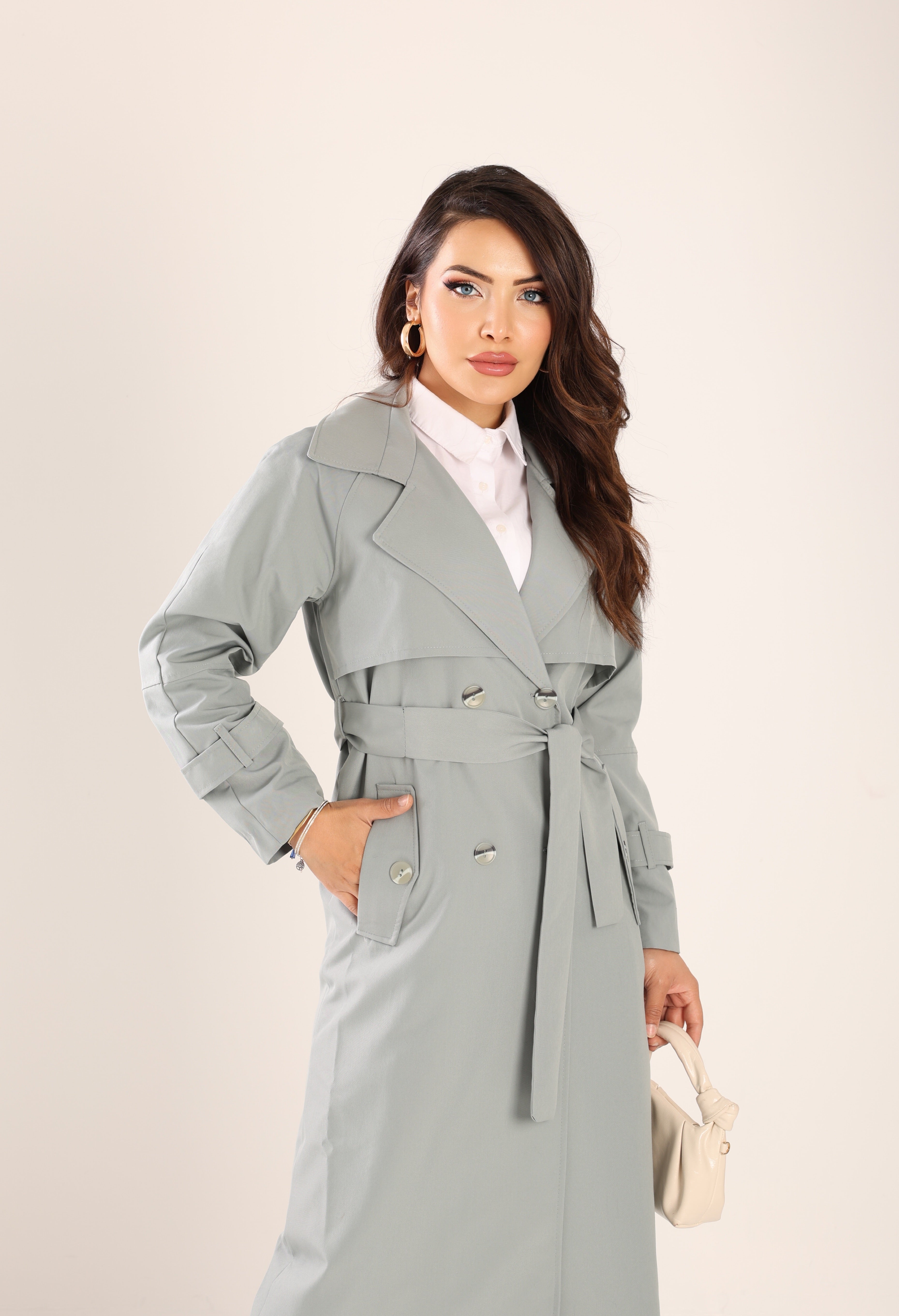 Trençkot Tasarım Oversize Astarlı Geniş Kesim Spring