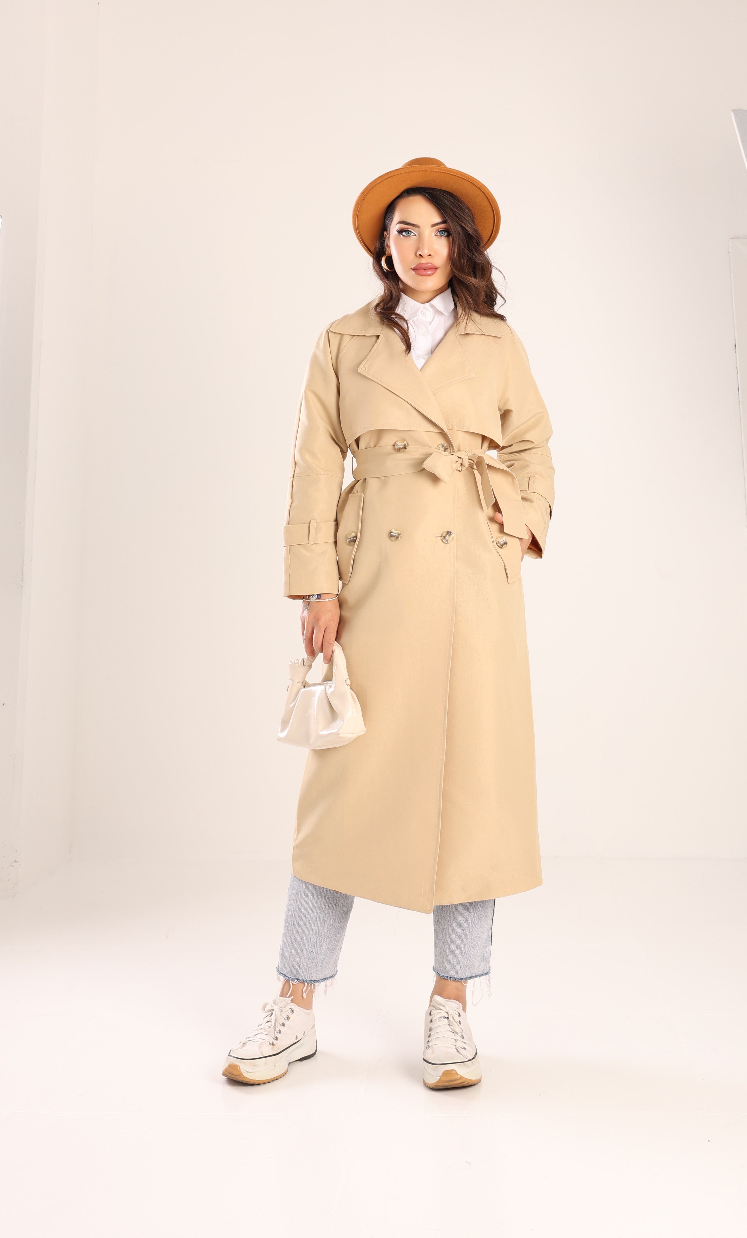 Trençkot Tasarım Oversize Astarlı Geniş Kesim Spring