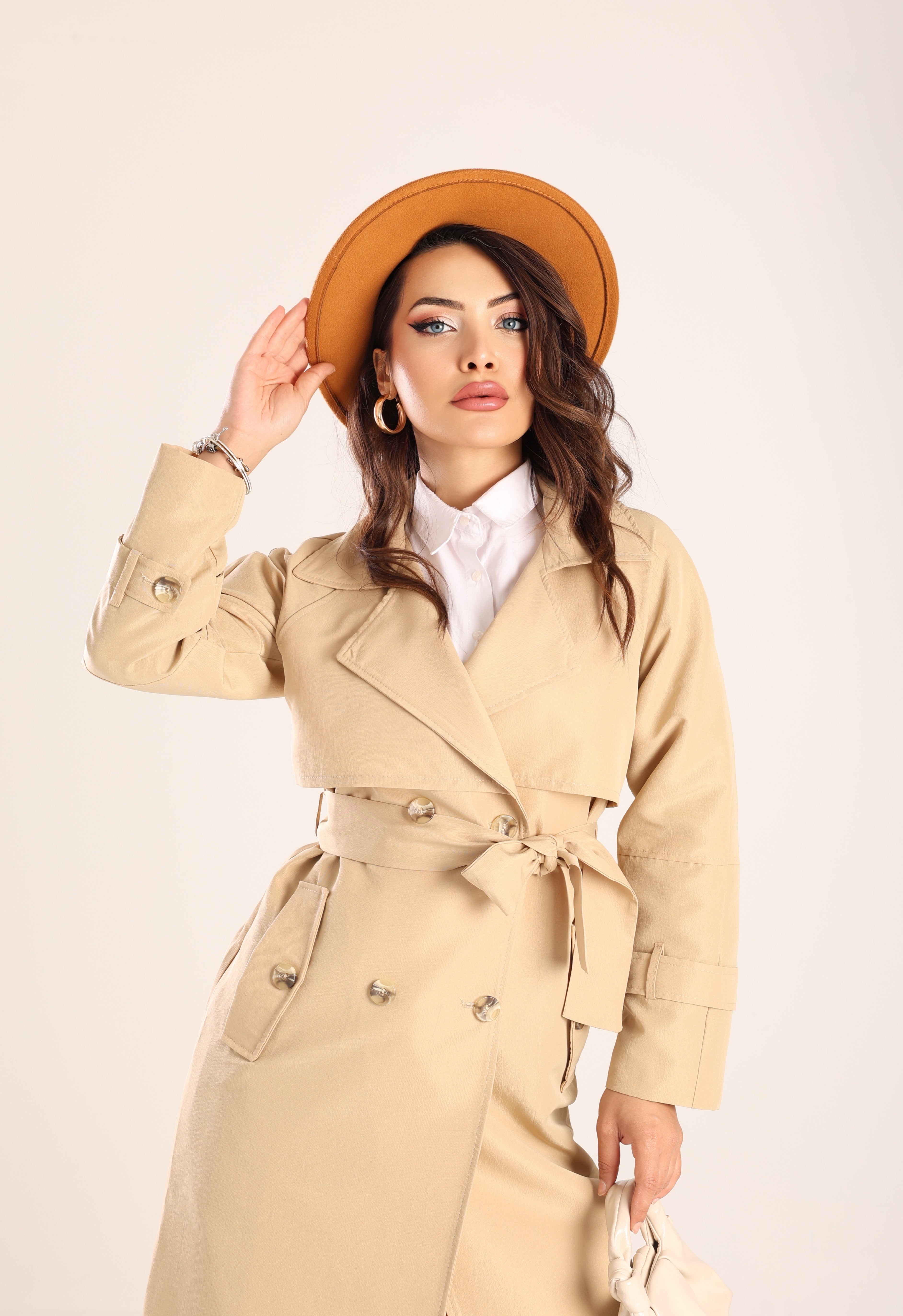 Trençkot Tasarım Oversize Astarlı Geniş Kesim Spring