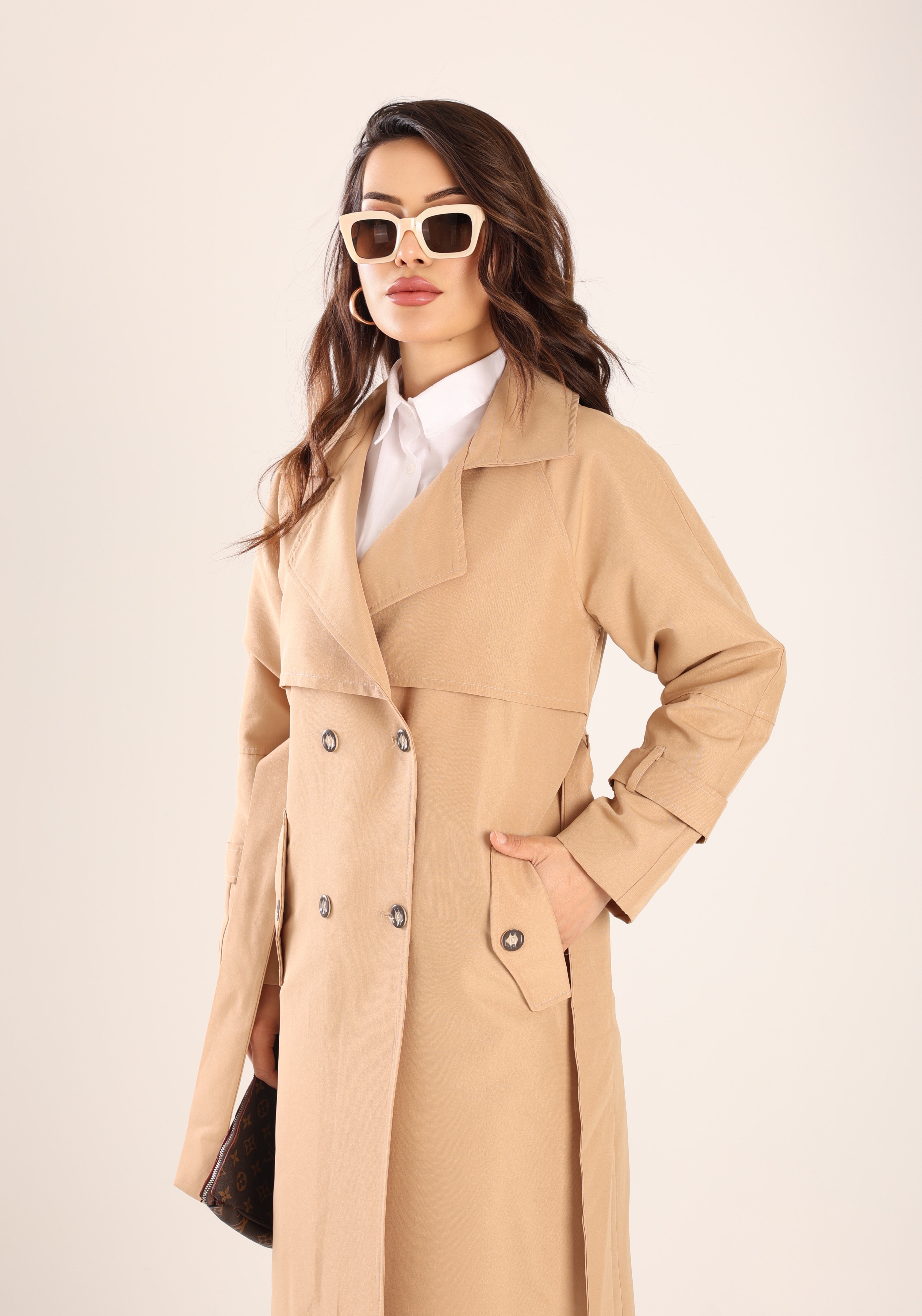 Trençkot  Oversize Astarlı Geniş Kesim Spring