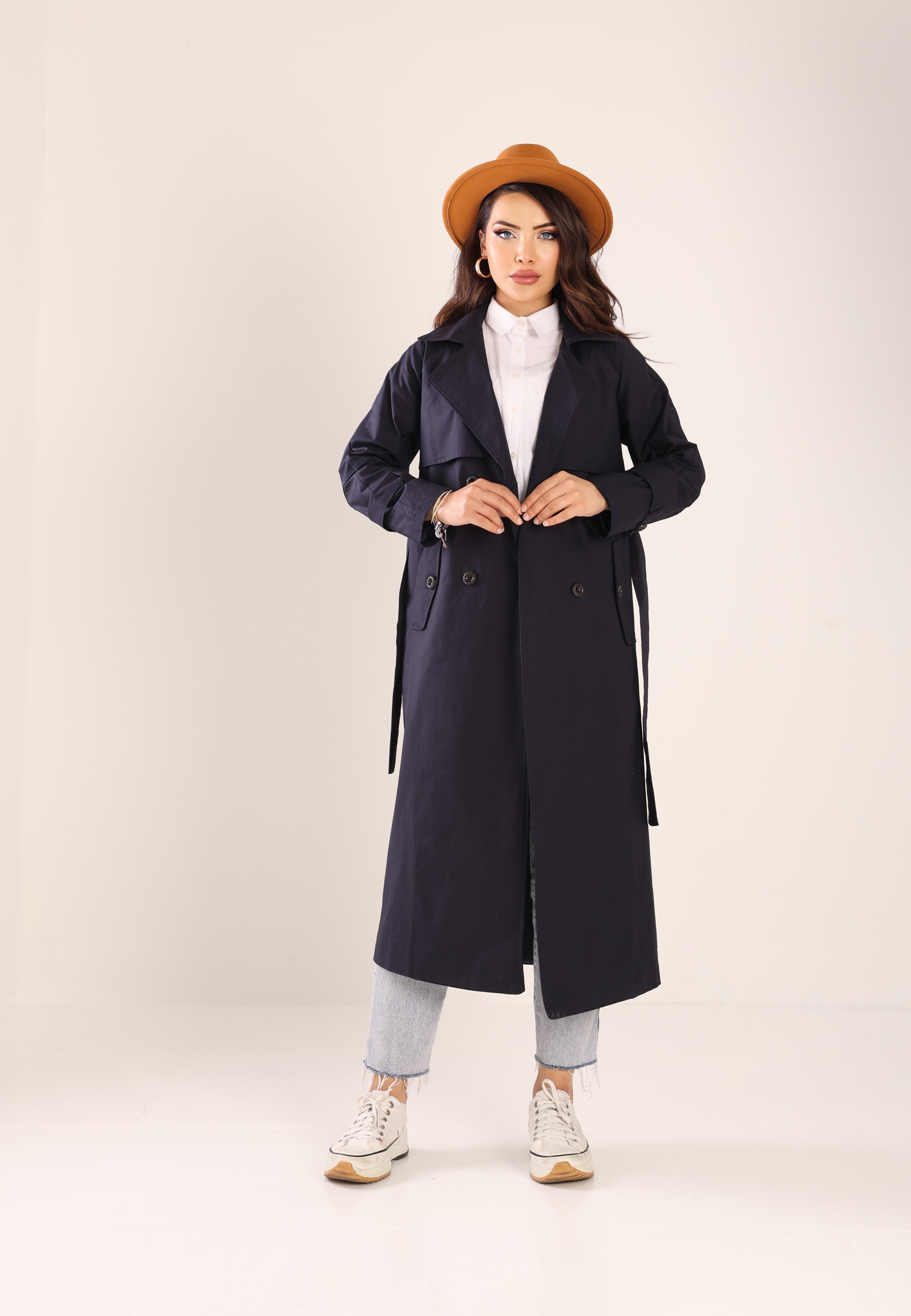 Trençkot Tasarım Oversize Astarlı Geniş Kesim Spring