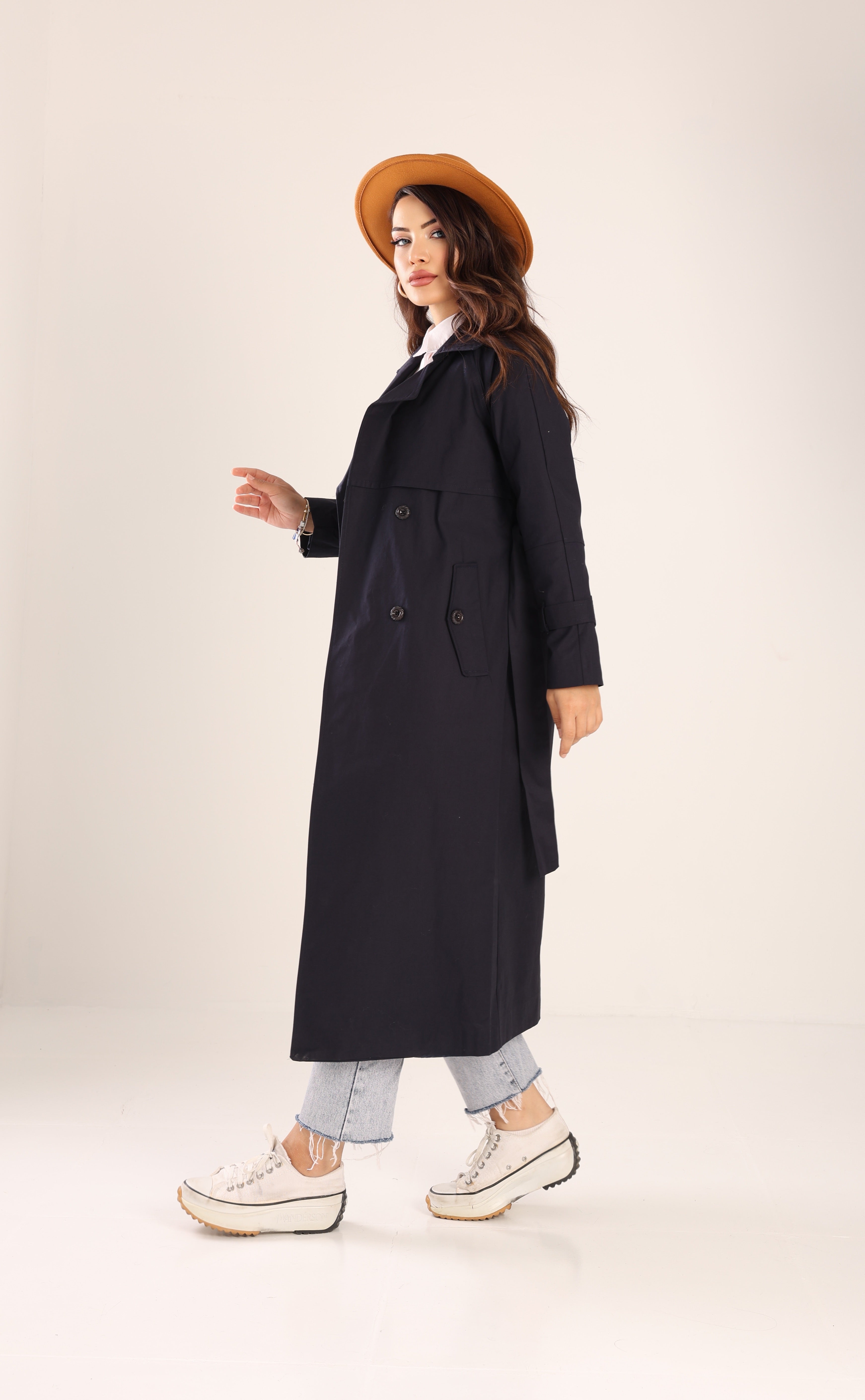 Trençkot Tasarım Oversize Astarlı Geniş Kesim Spring