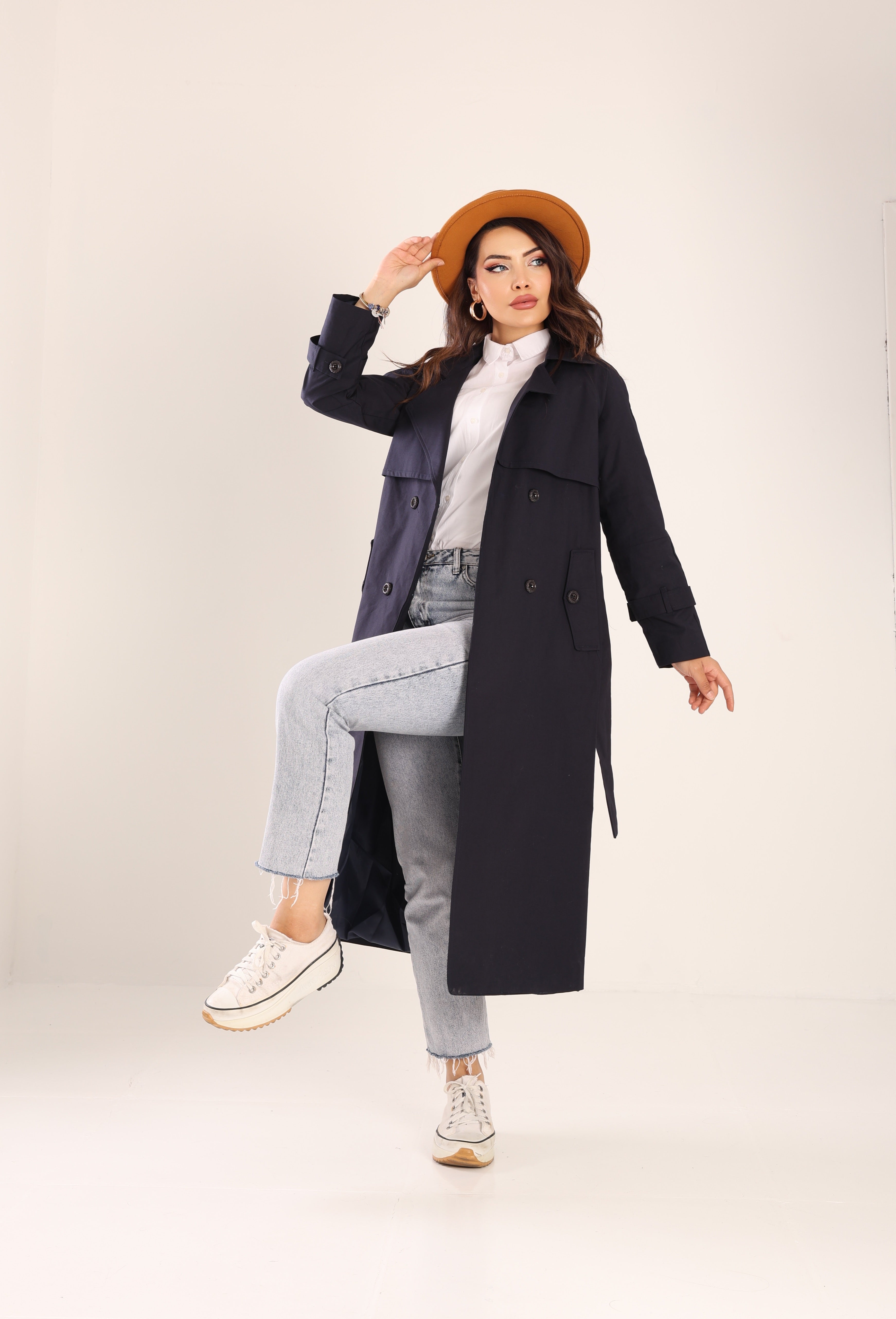 Trençkot Tasarım Oversize Astarlı Geniş Kesim Spring