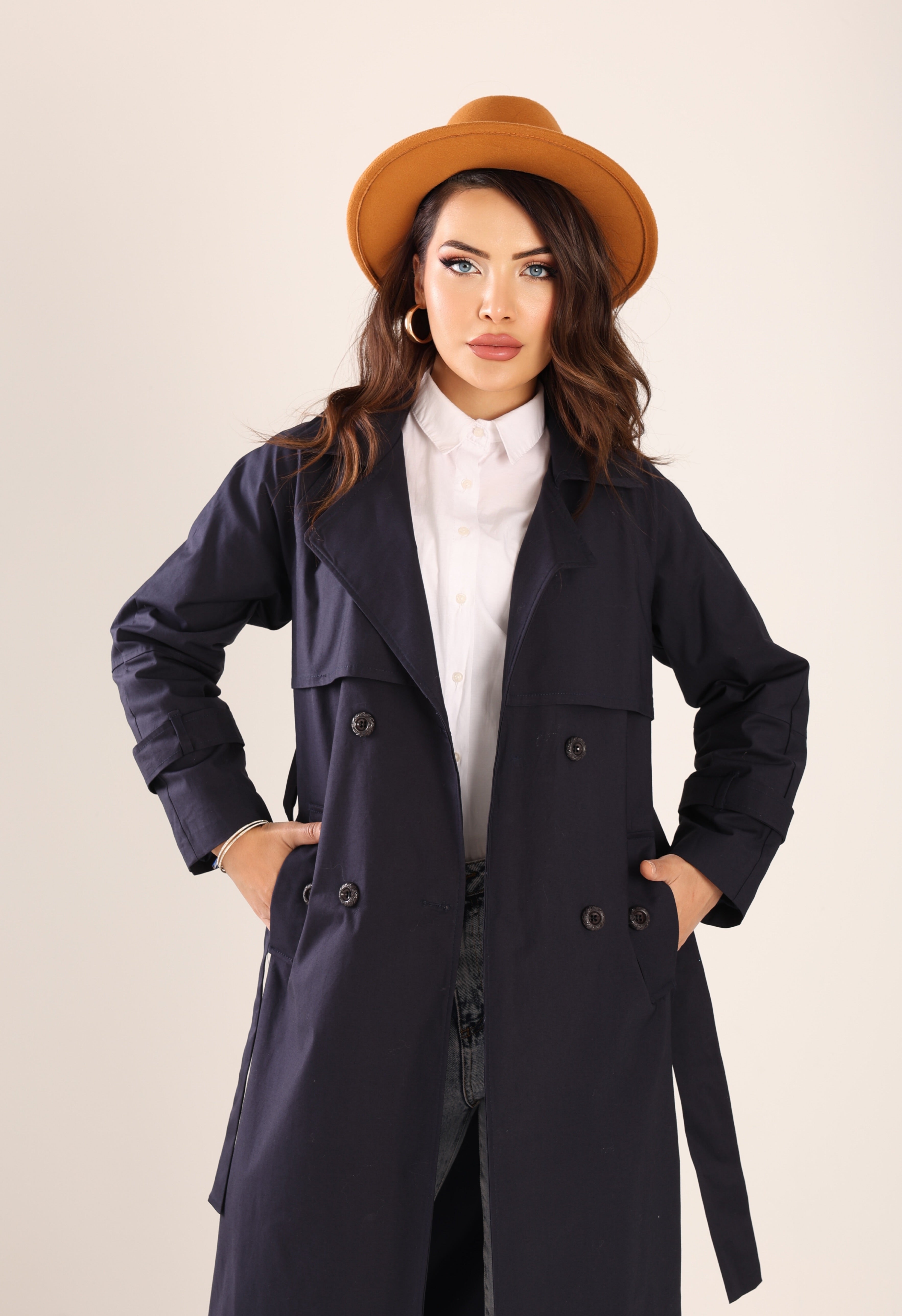 Trençkot Tasarım Oversize Astarlı Geniş Kesim Spring