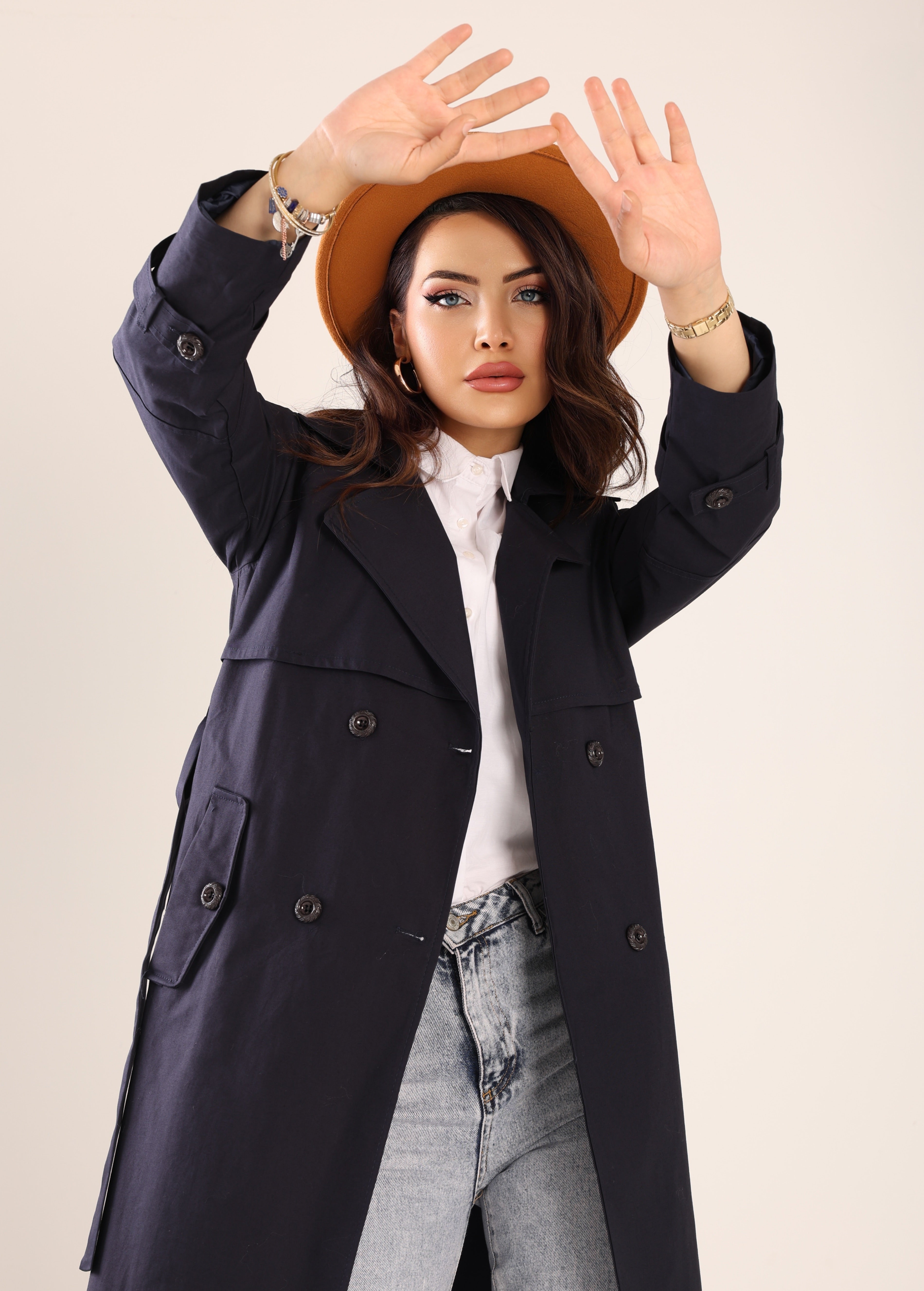 Trençkot Tasarım Oversize Astarlı Geniş Kesim Spring