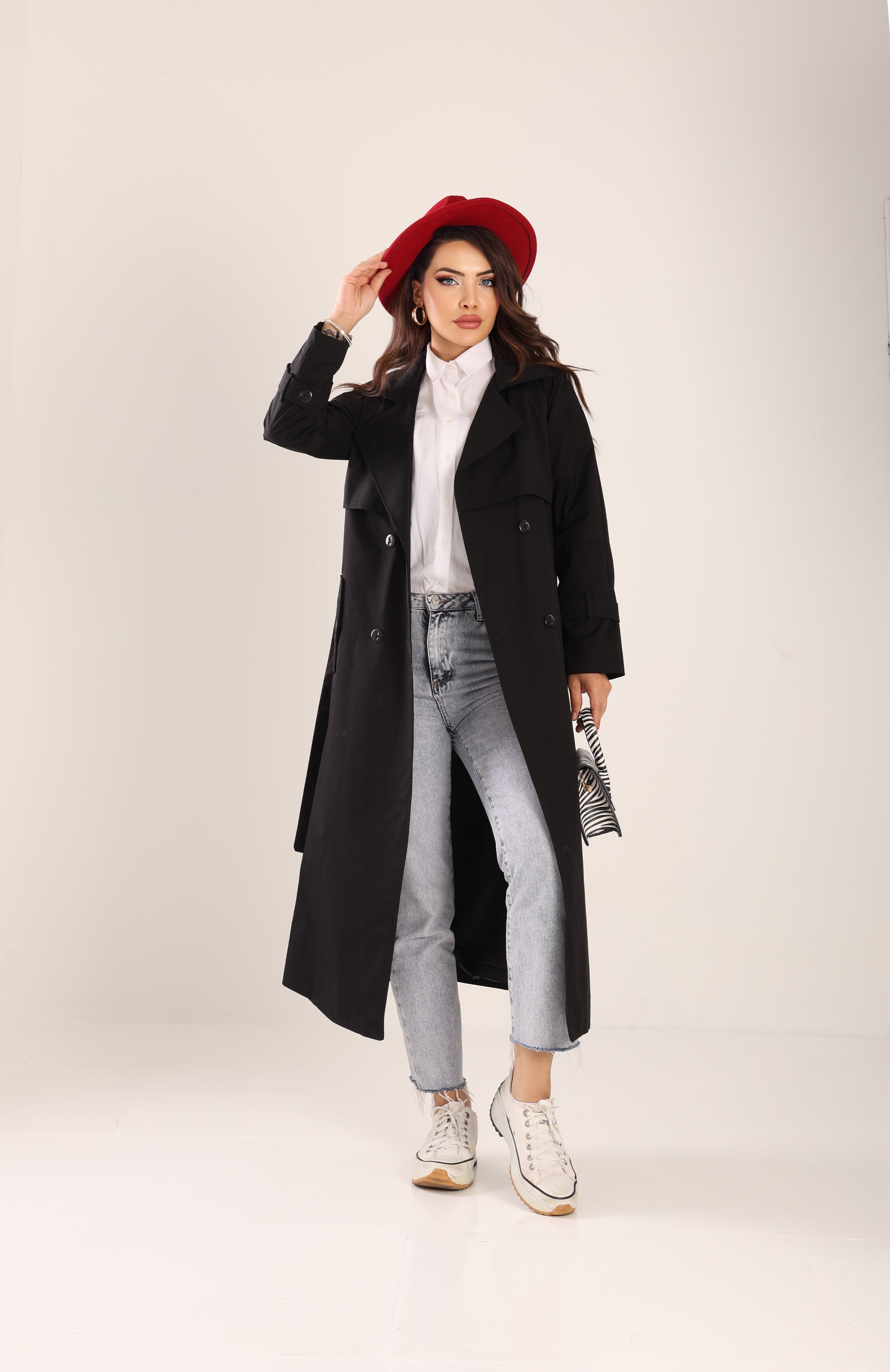 Trençkot  Oversize Astarlı Geniş Kesim Spring
