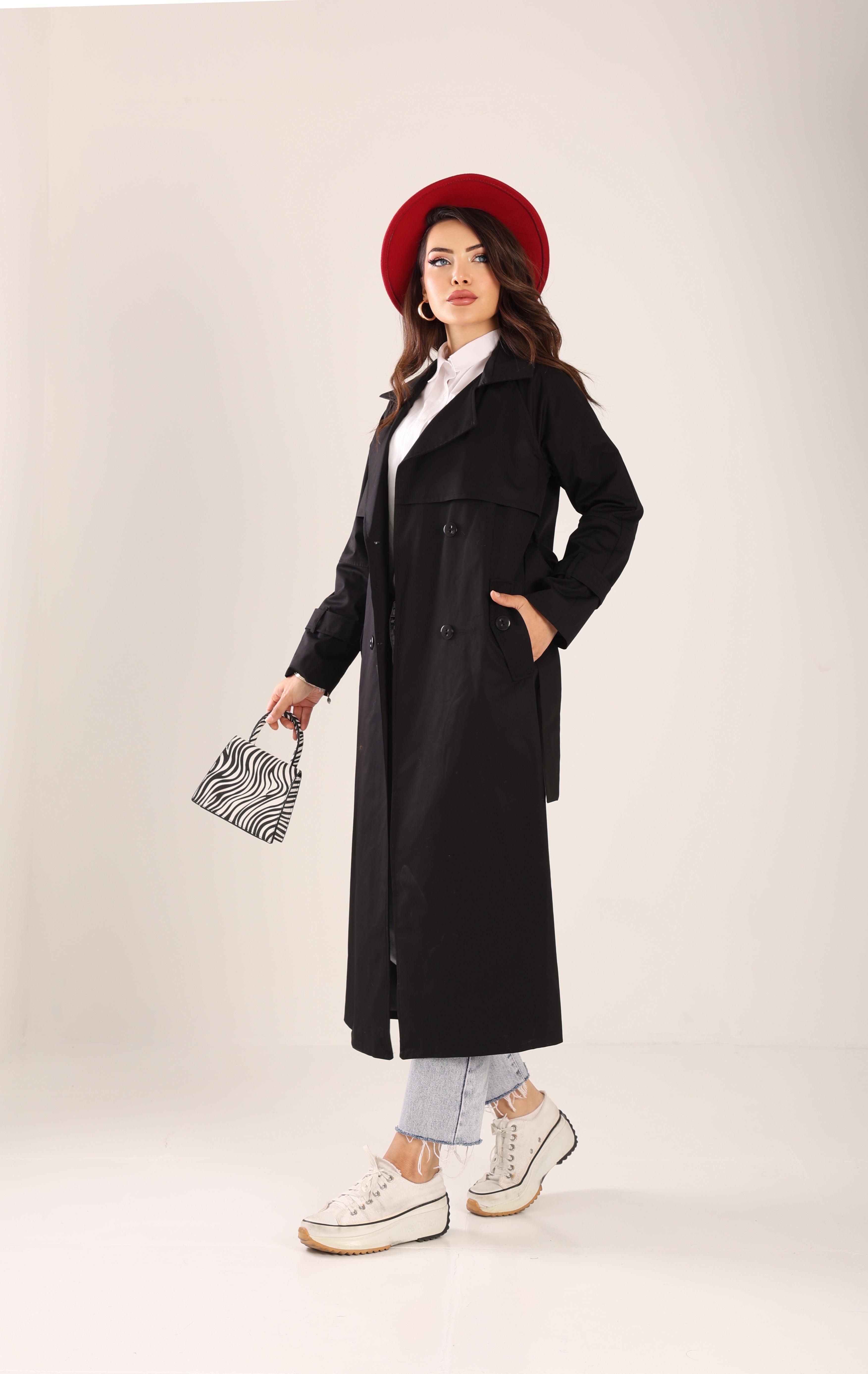 Trençkot  Oversize Astarlı Geniş Kesim Spring