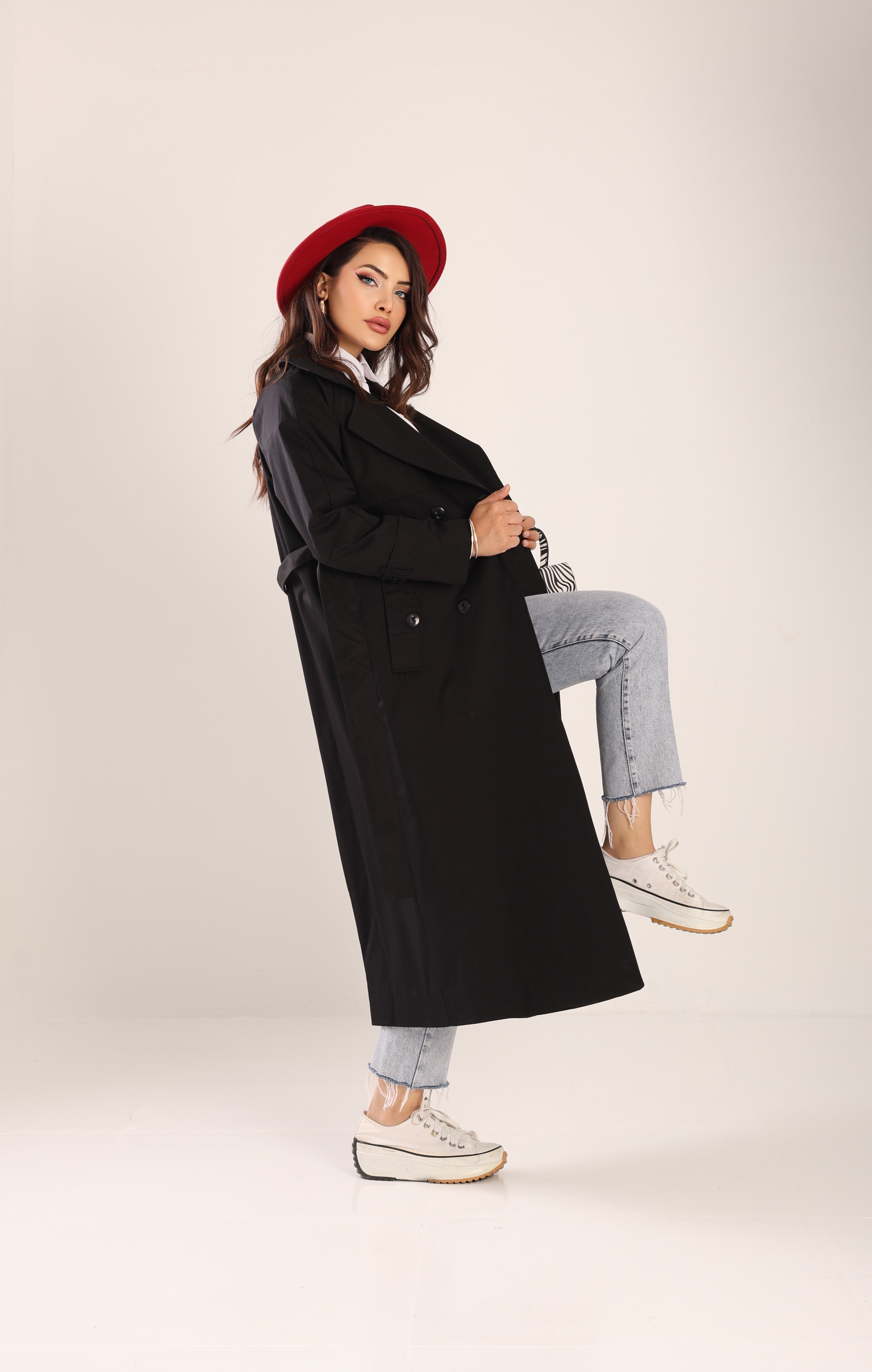 Trençkot  Oversize Astarlı Geniş Kesim Spring