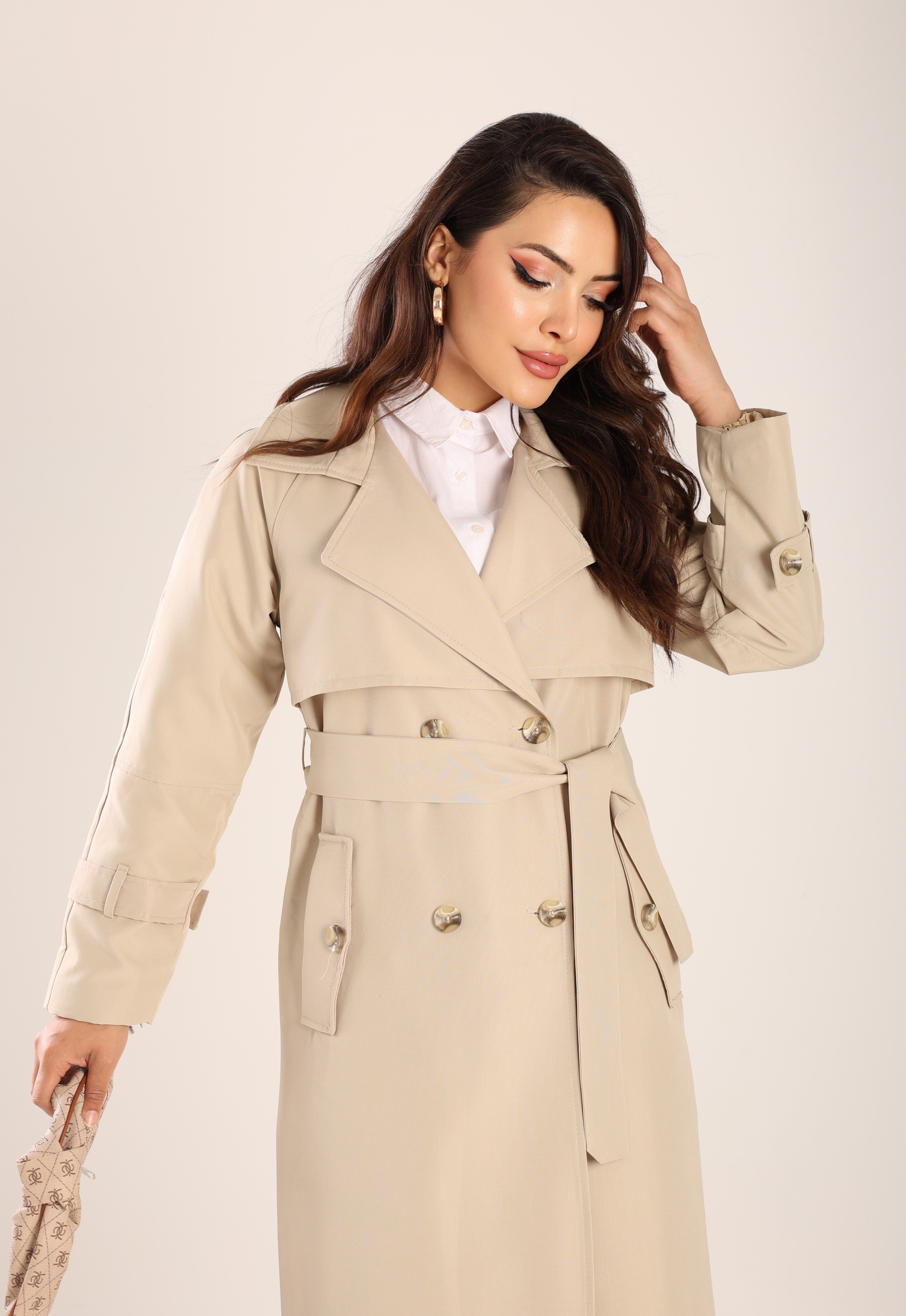 Trençkot  Oversize Astarlı Geniş Kesim Spring