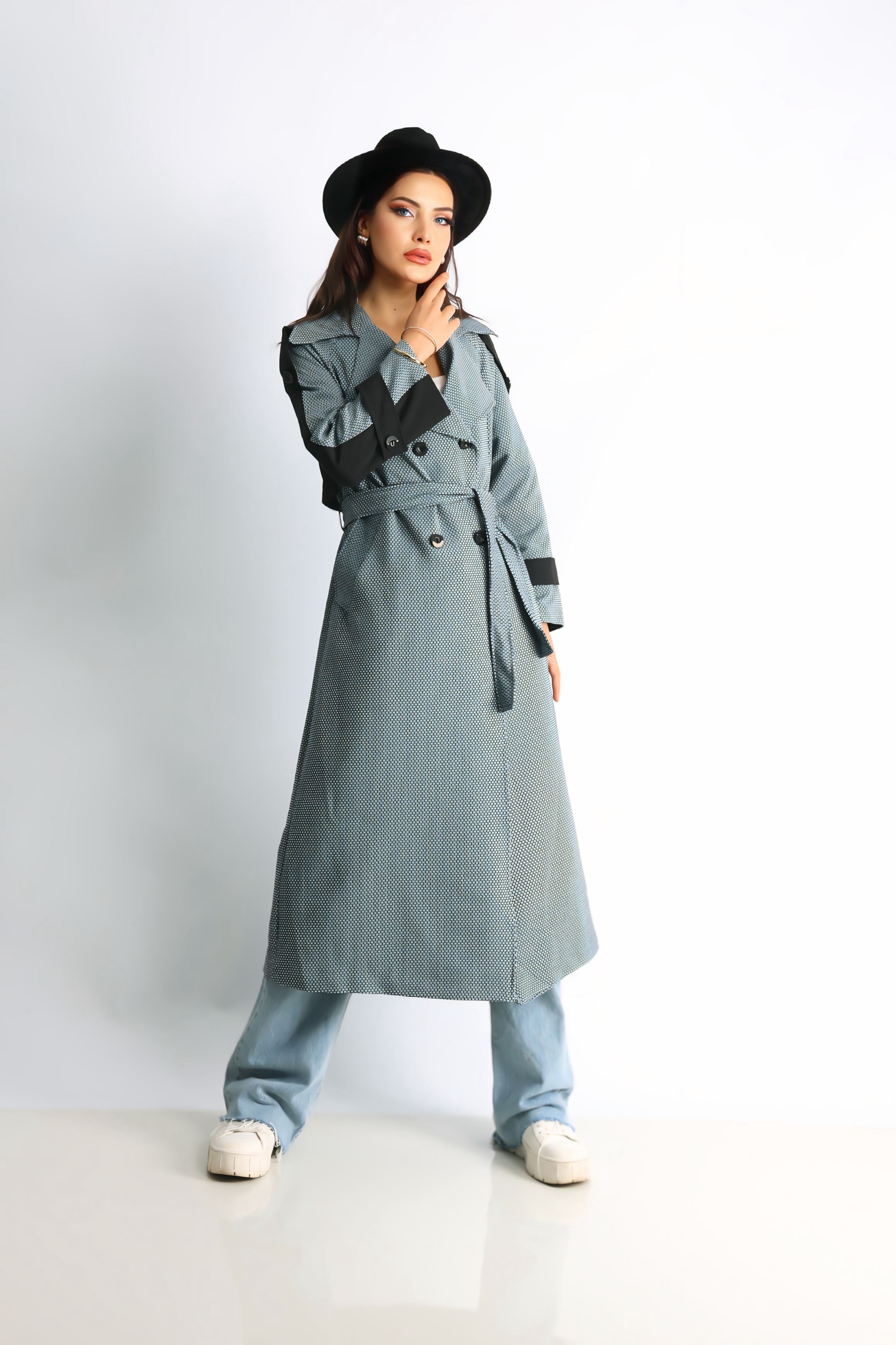 Trençkot Tasarım Oversize Astarlı Geniş Kesim Creed