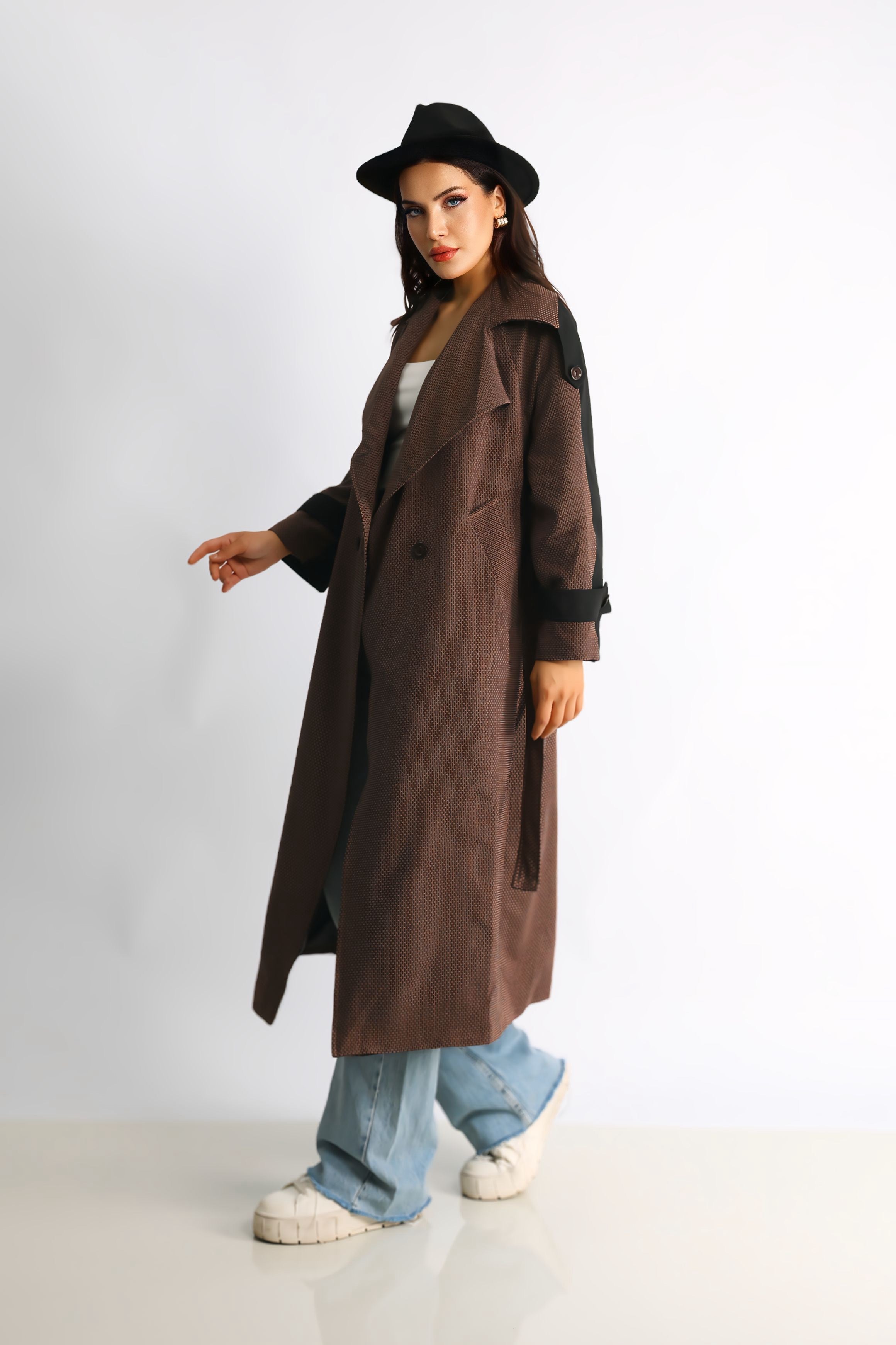 Trençkot Tasarım Oversize Astarlı Geniş Kesim Creed