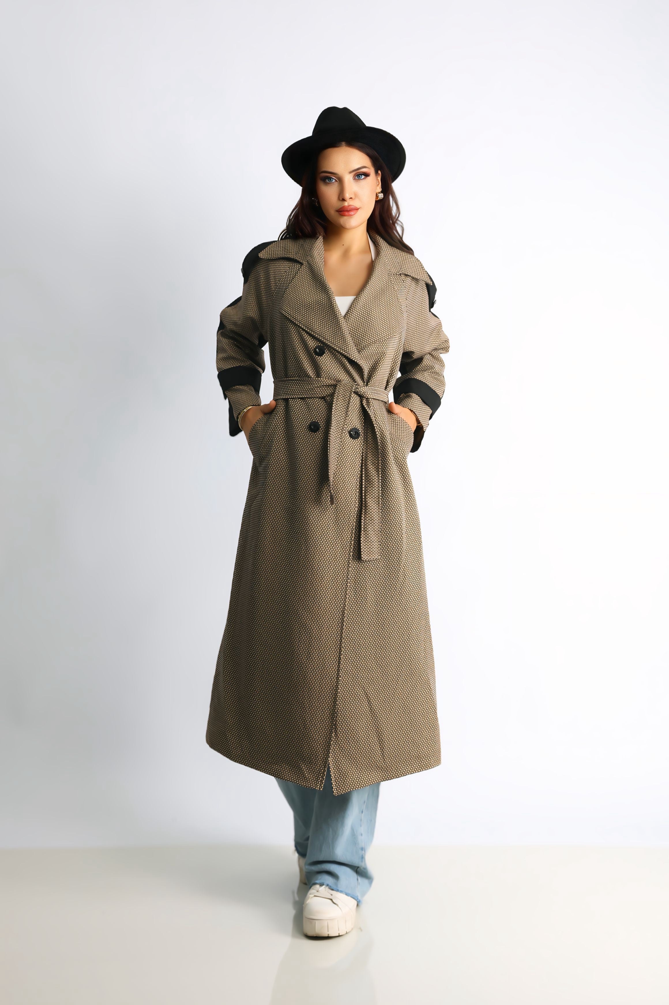 Trençkot Tasarım Oversize Astarlı Geniş Kesim Creed