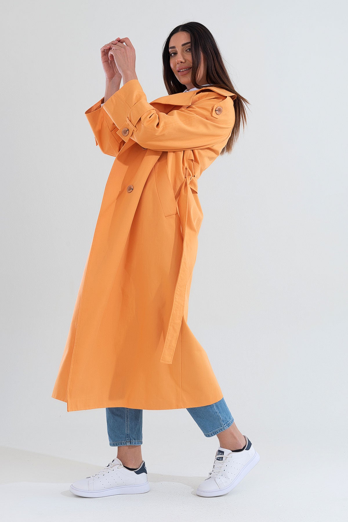Trençkot Tasarım Oversize Astarlı Geniş Kesim Creed