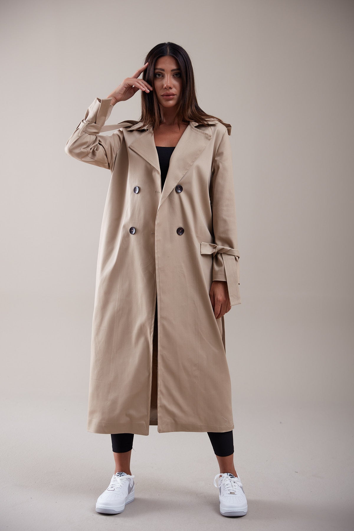 Trençkot Oversize Astarlı Rüzgarlık Detaylı Geniş Kesim Nora