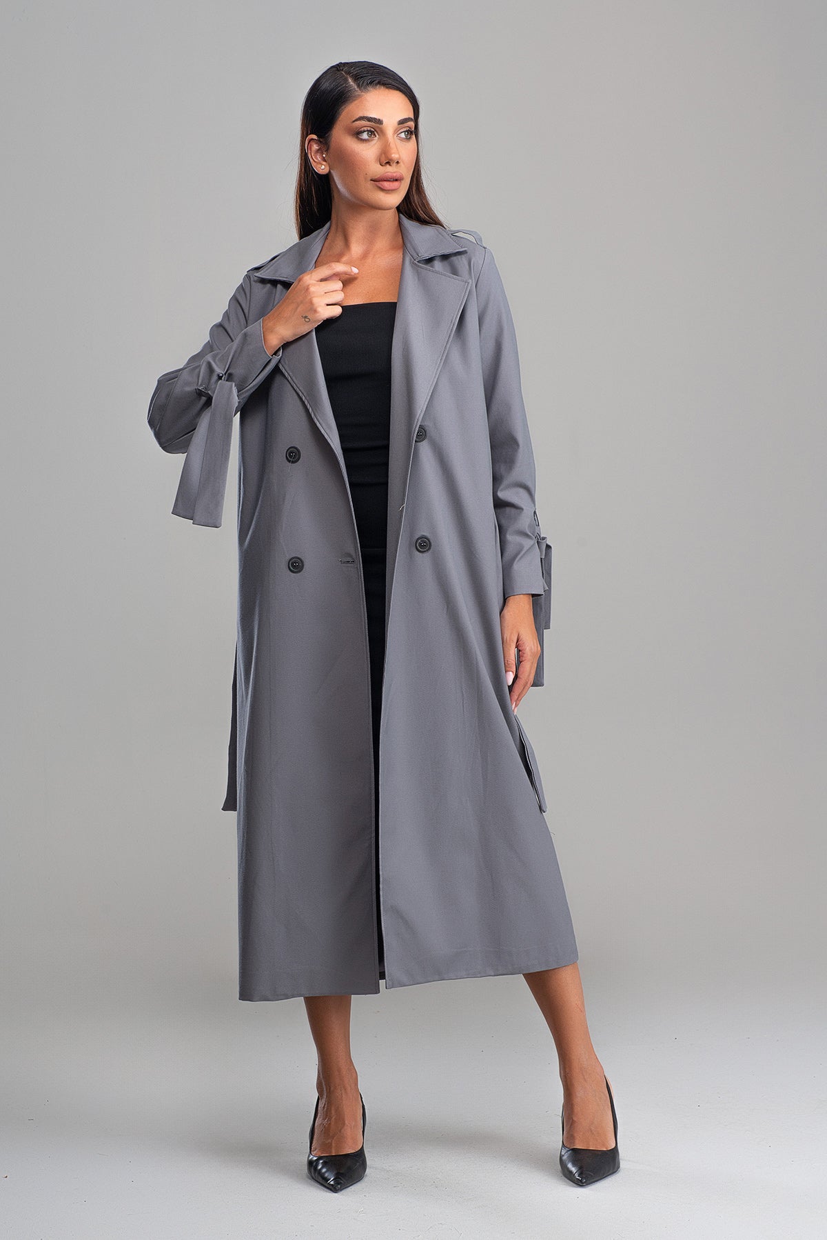 Trençkot Oversize Astarlı Rüzgarlık Detaylı Geniş Kesim Nora